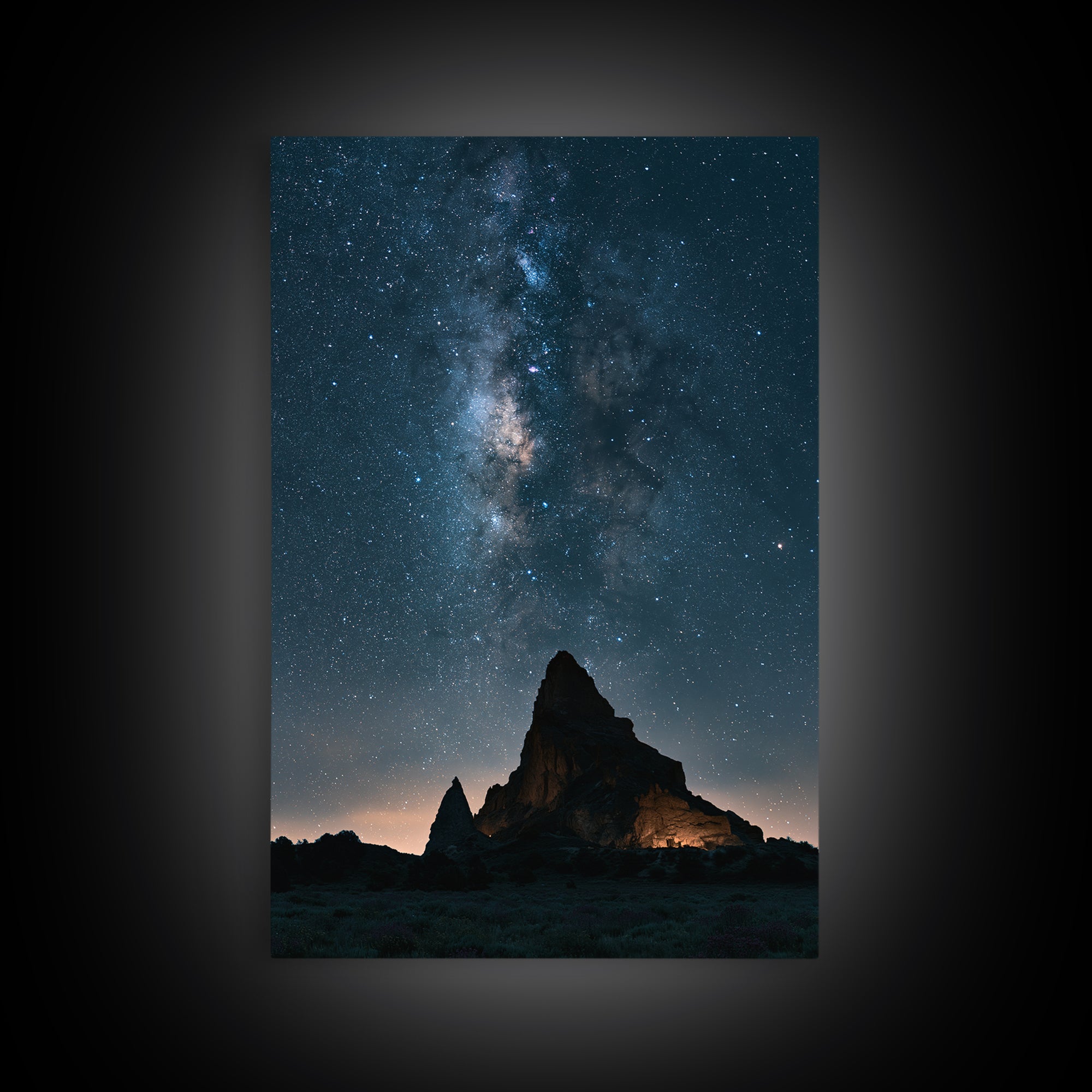 Ancient Temple Silhouette Framed Canvas Print, Spiritual Art, Kids Room Art, Living Room Decor, Oil Painting, Spirit, SPI-2x3-51