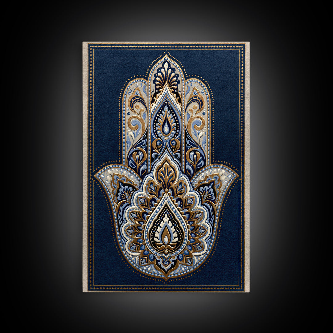 Protective Hand Motif Framed Canvas Print, Spiritual Art, Gallery Decor, Living Room Decor, Fine Art, Spirit, Poster, SPI-2x3-55