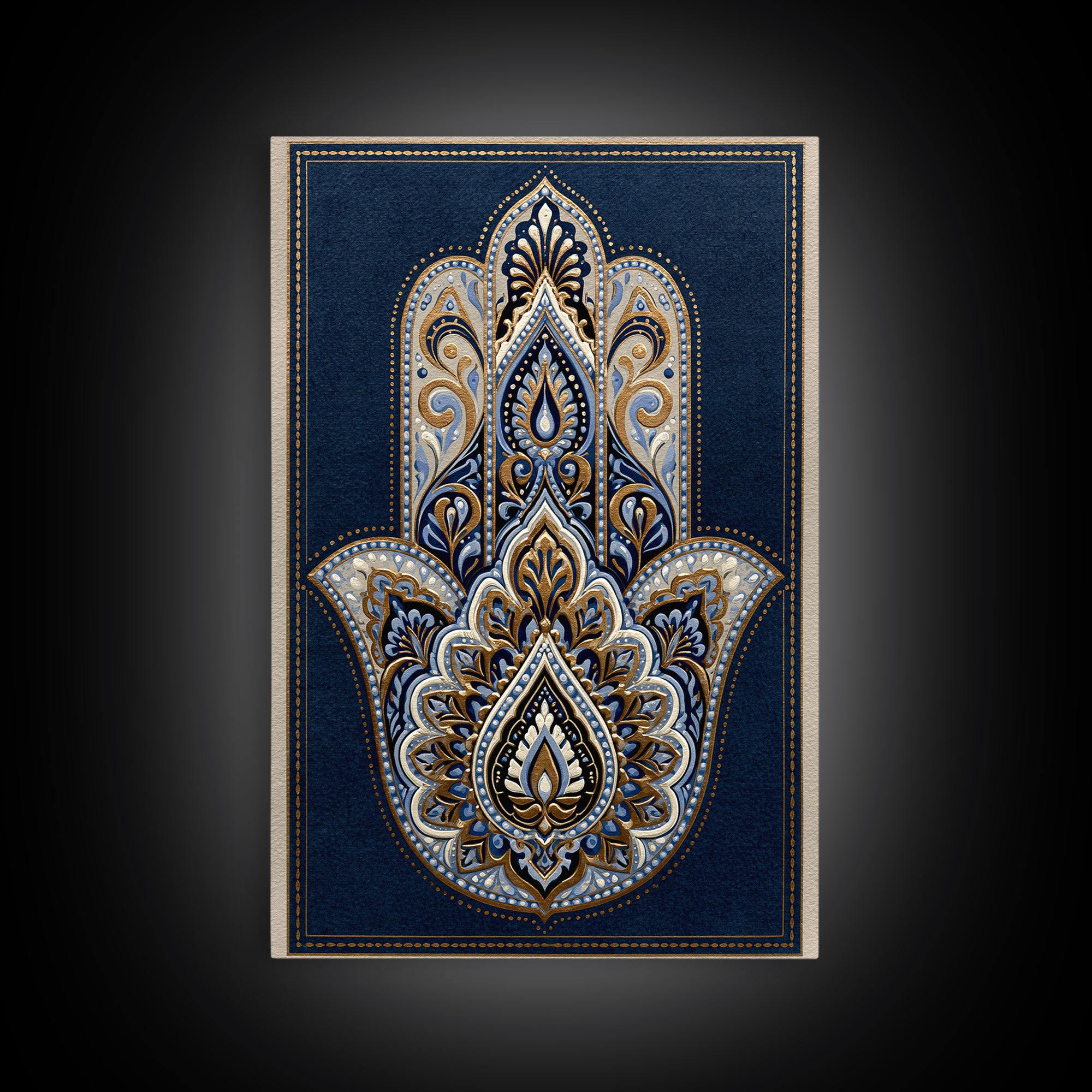 Protective Hand Motif Framed Canvas Print, Spiritual Art, Gallery Decor, Living Room Decor, Fine Art, Spirit, Poster, SPI-2x3-55