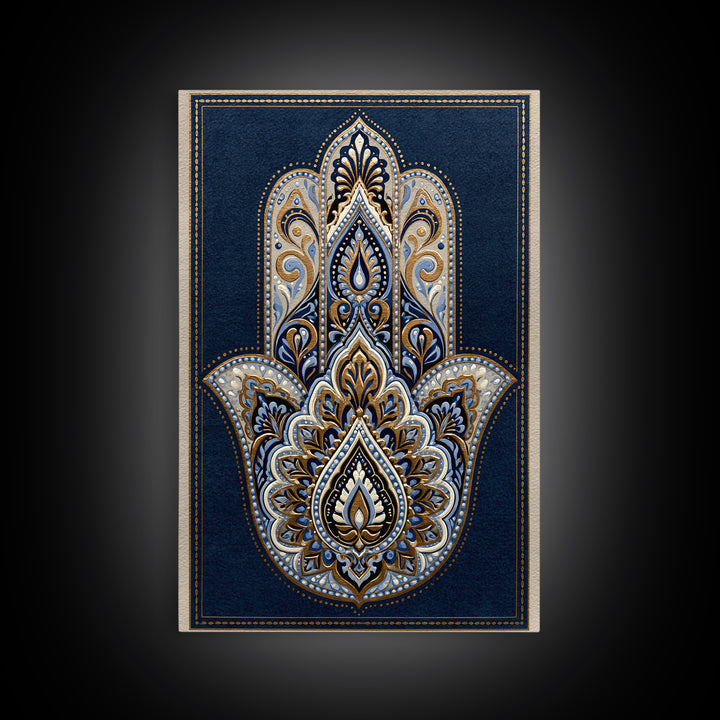 Protective Hand Motif Framed Canvas Print, Spiritual Art, Gallery Decor, Living Room Decor, Fine Art, Spirit, Poster, SPI-2x3-55