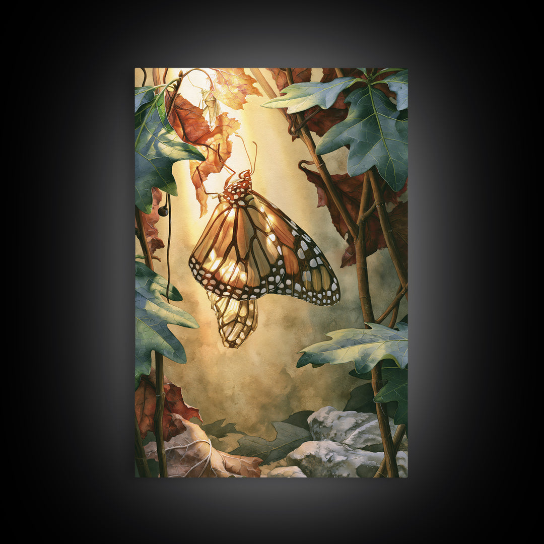Butterfly Transformation Scene Canvas Print, Spiritual Art, Printable Wall Art, Living Room Decor, Oil Painting, Spirit, SPI-2x3-95