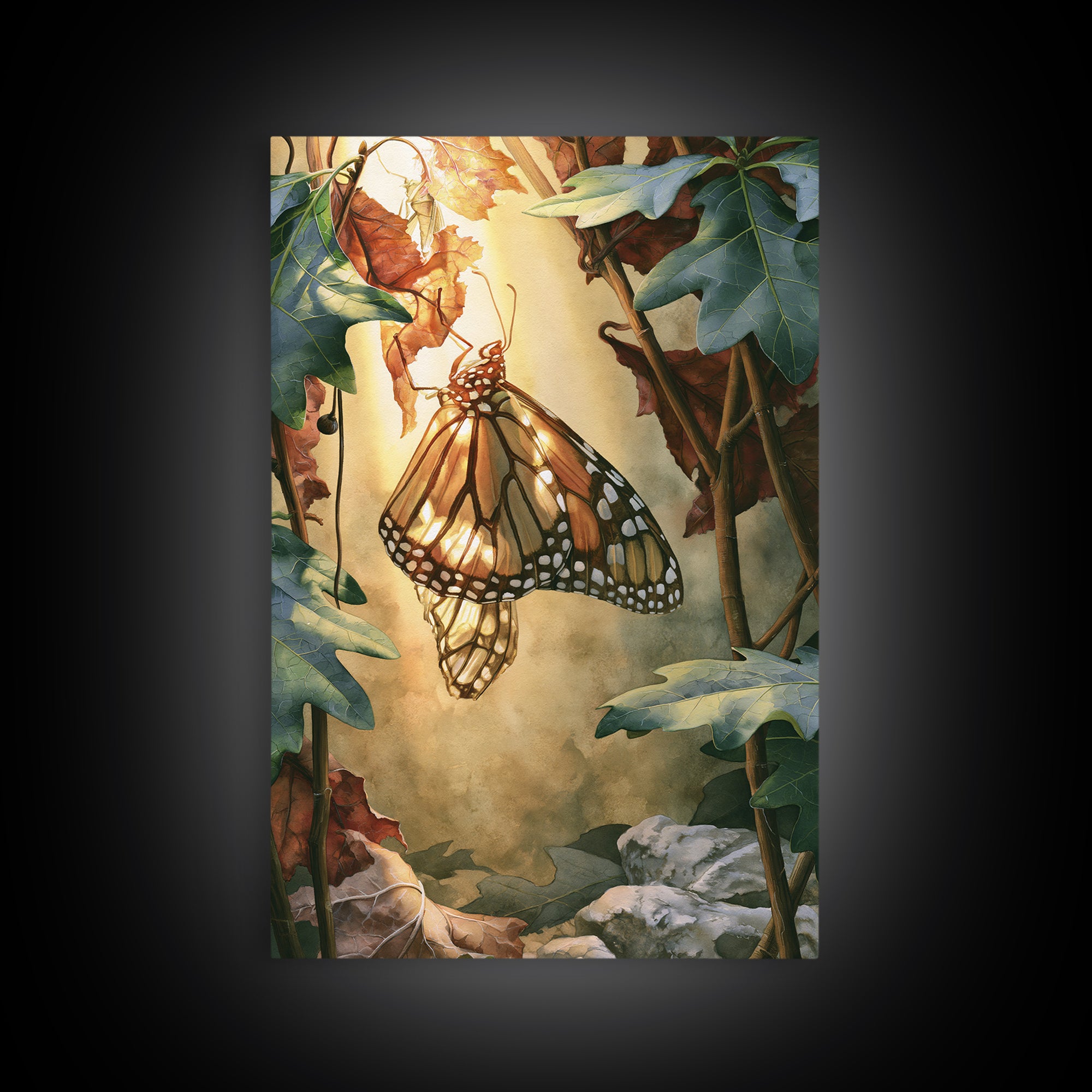 Butterfly Transformation Scene Canvas Print, Spiritual Art, Printable Wall Art, Living Room Decor, Oil Painting, Spirit, SPI-2x3-95