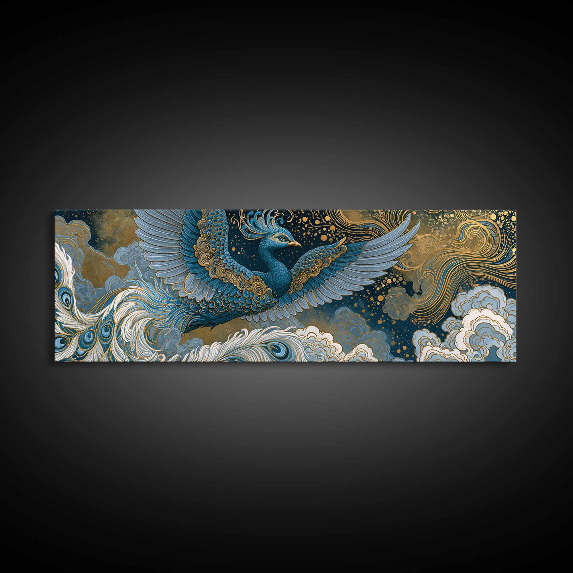 Phoenix Rising as Renewal Symbol Framed Canvas Print, Spiritual Art, Wall Decor, Living Room Decor, Fine Art, Spirit, SPI-3x1-27