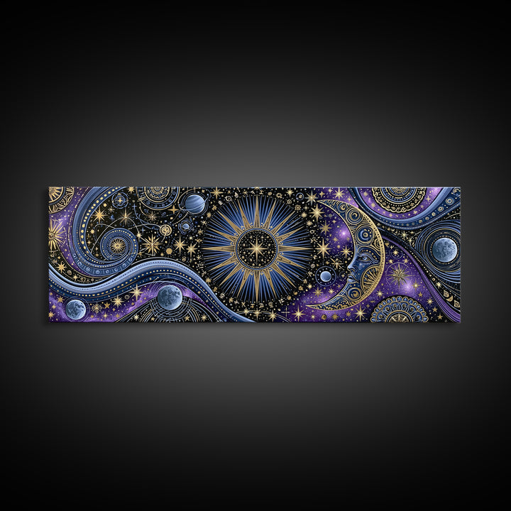 Sun and Moon Spiritual Balance Composition Canvas Print, Spiritual Art, Wall Art, Living Room Decor, Fine Art, Spirit, SPI-3x1-48