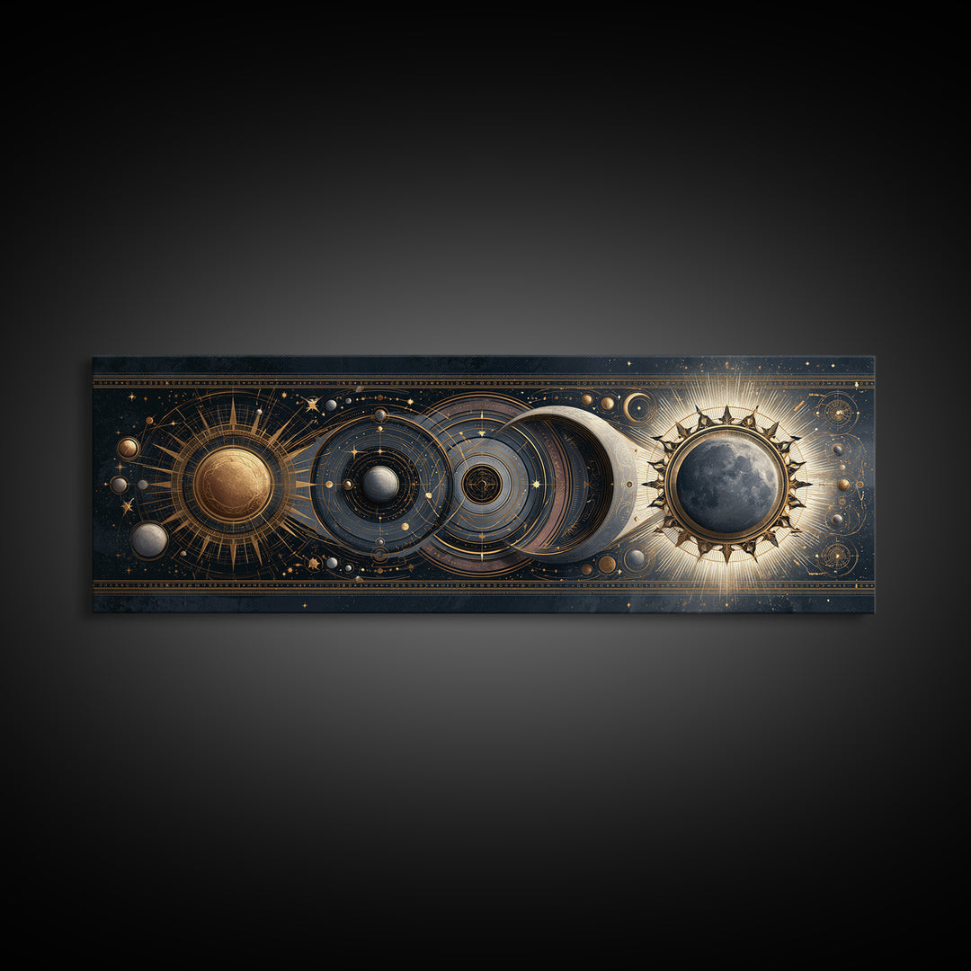 Sun and Moon Spiritual Balance Composition Canvas Print, Spiritual Art, Wallart, Living Room Decor, Fine Art, Spirit, SPI-3x1-96