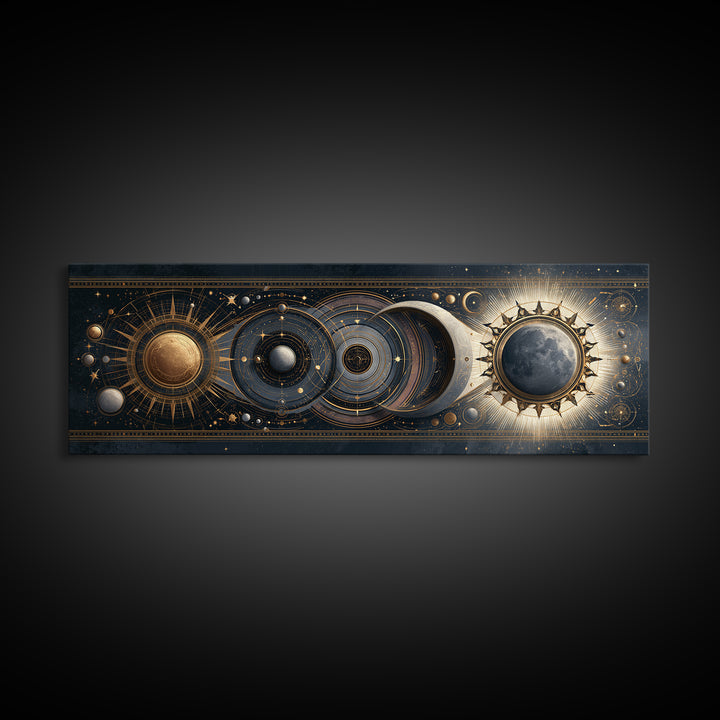 Sun and Moon Spiritual Balance Composition Canvas Print, Spiritual Art, Wallart, Living Room Decor, Fine Art, Spirit, SPI-3x1-96