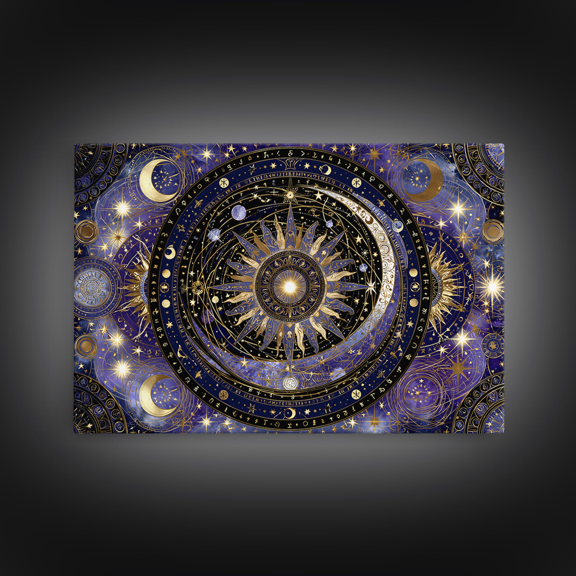Sun and Moon Spiritual Balance Composition Framed Canvas Print, Spiritual Art, Digital Prints, Living Room Decor, Spirit, SPI-3x2-36