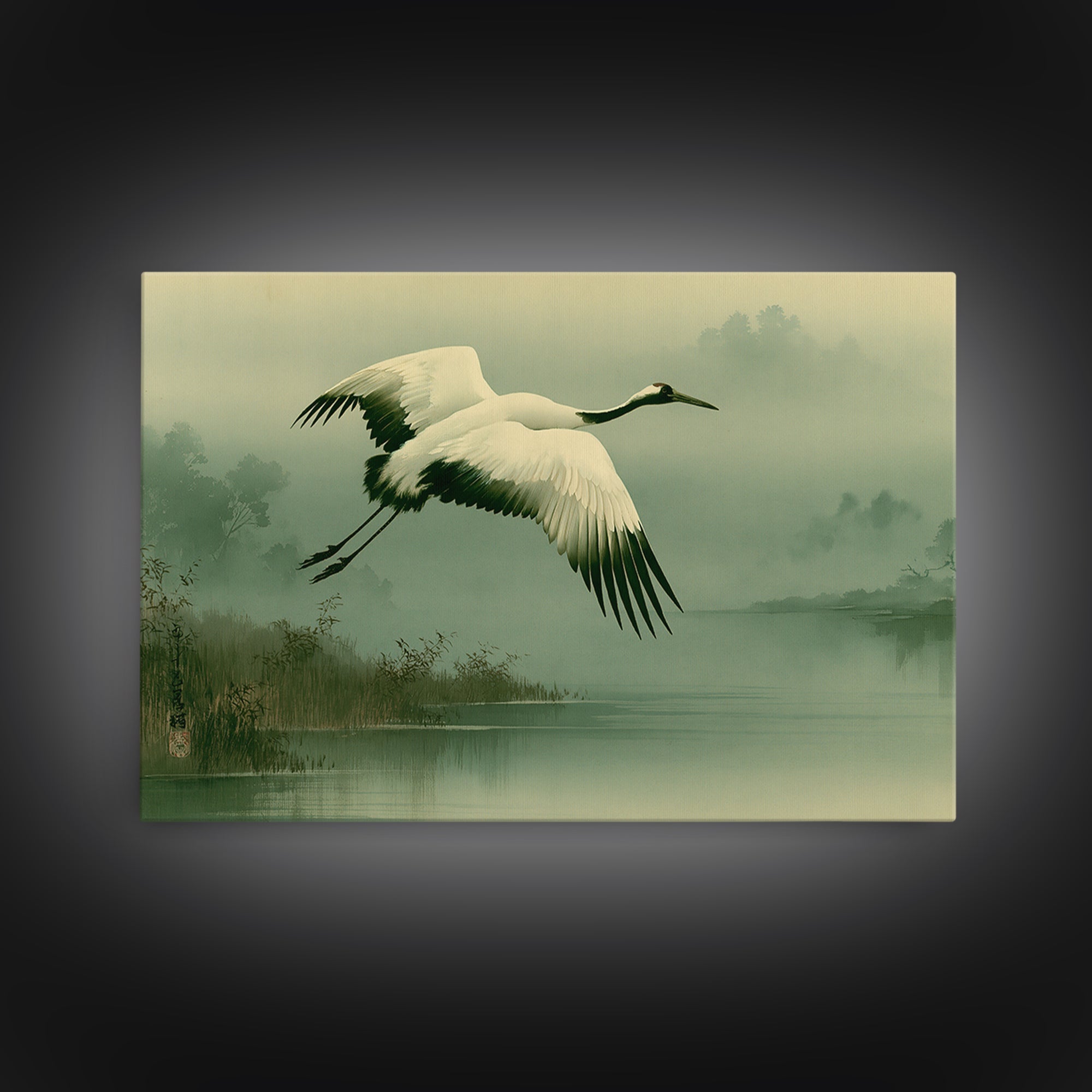 White Crane Flying Canvas Print, Spiritual Art, Fine Art Print, Living Room Decor, Fine Art, Spirit, Digital Prints, Art Prints, SPI-3x2-4