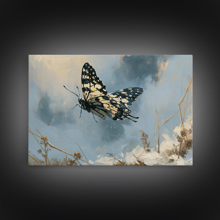 Butterfly Transformation Scene Canvas Print, Spiritual Art, Minimalist Wall Art, Living Room Decor, Abstract Art, Spirit, SPI-3x2-43