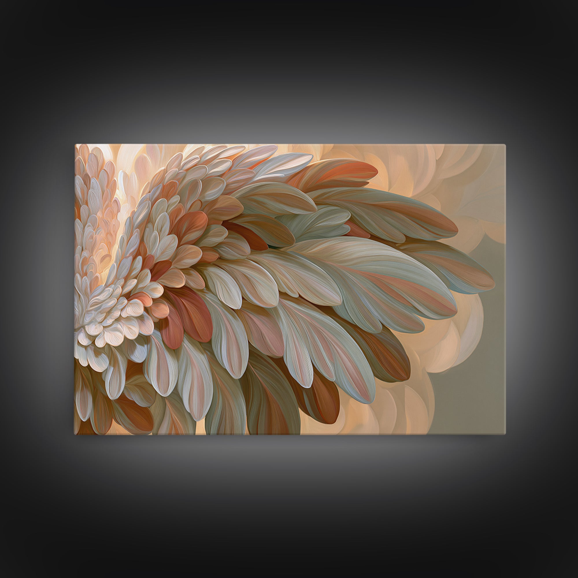 Angel Wings Emerging from Warm Light Framed Canvas Print, Spiritual Art, Christian Wall Art, Living Room Decor, Spirit, SPI-3x2-77