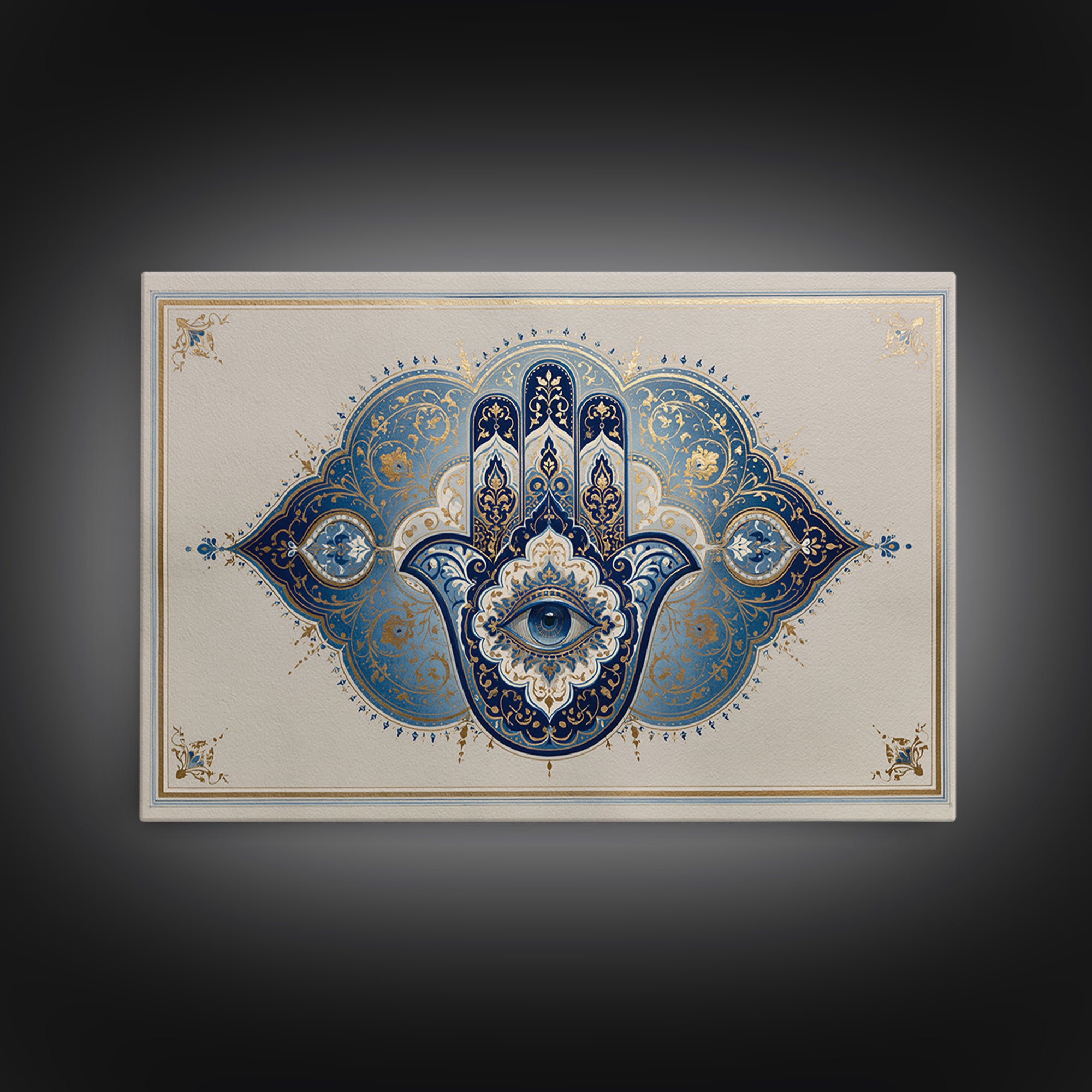 Protective Hand Motif Framed Canvas Print, Spiritual Art, Boho Decor, Living Room Decor, Fine Art, Spirit, Art Prints, SPI-3x2-99