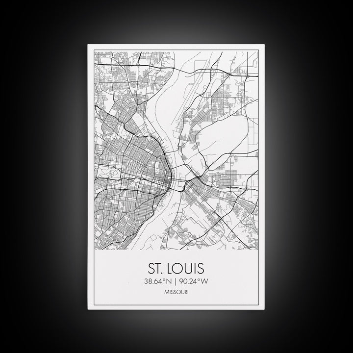 St Louis Street Map, Missouri Map, City Map Print, Modern Wall Art, Wall Art, Canvas Print, Dorm Room Décor, Travel Lover Gift, Travel Art