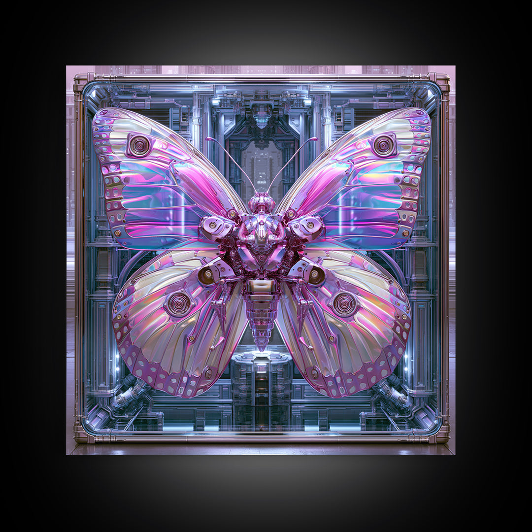 Mechanical Butterfly Specimen Canvas Print, Steampunk Art, Retro Decor, Living Room Decor, Fine Art, Mechanic, Luxury Decor, STE-1x1-14