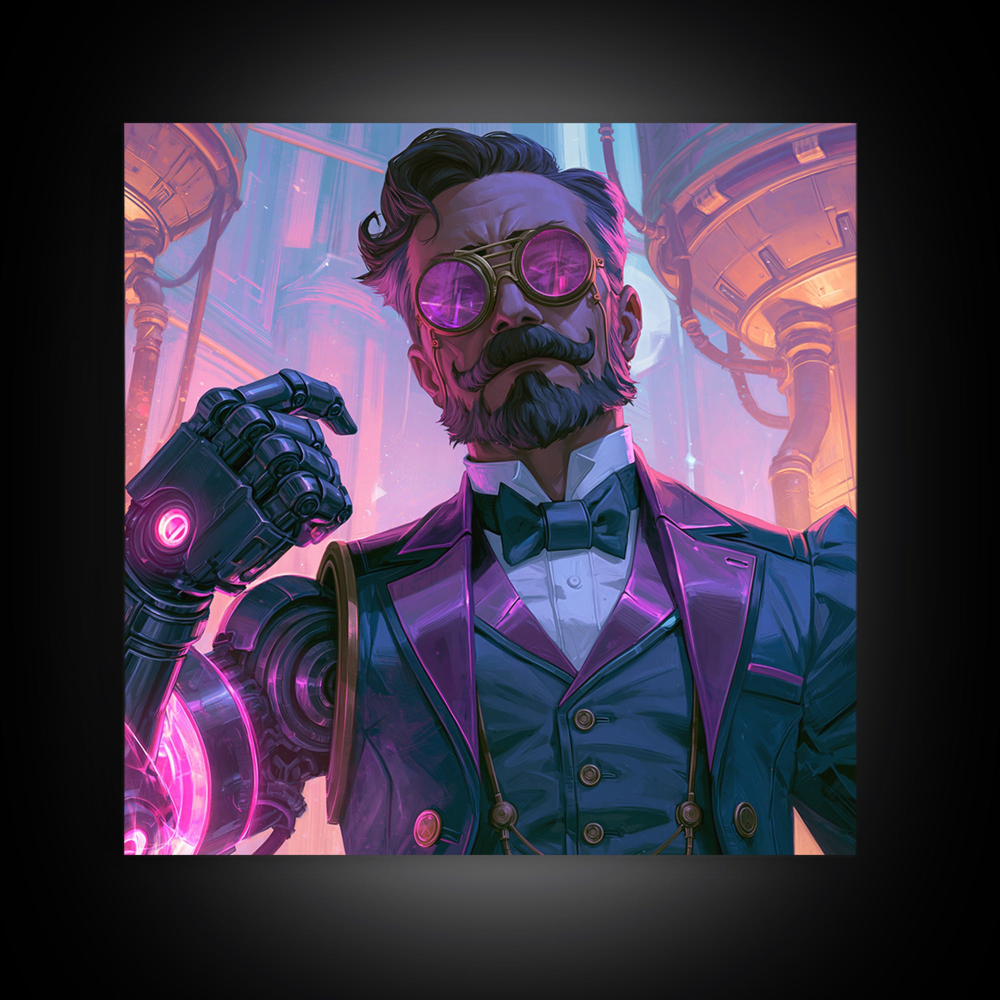 Victorian Inventor Portrait Canvas Print, Steampunk Art, Abstract Art Print, Living Room Decor, Fine Art, Mechanic, STE-1x1-55