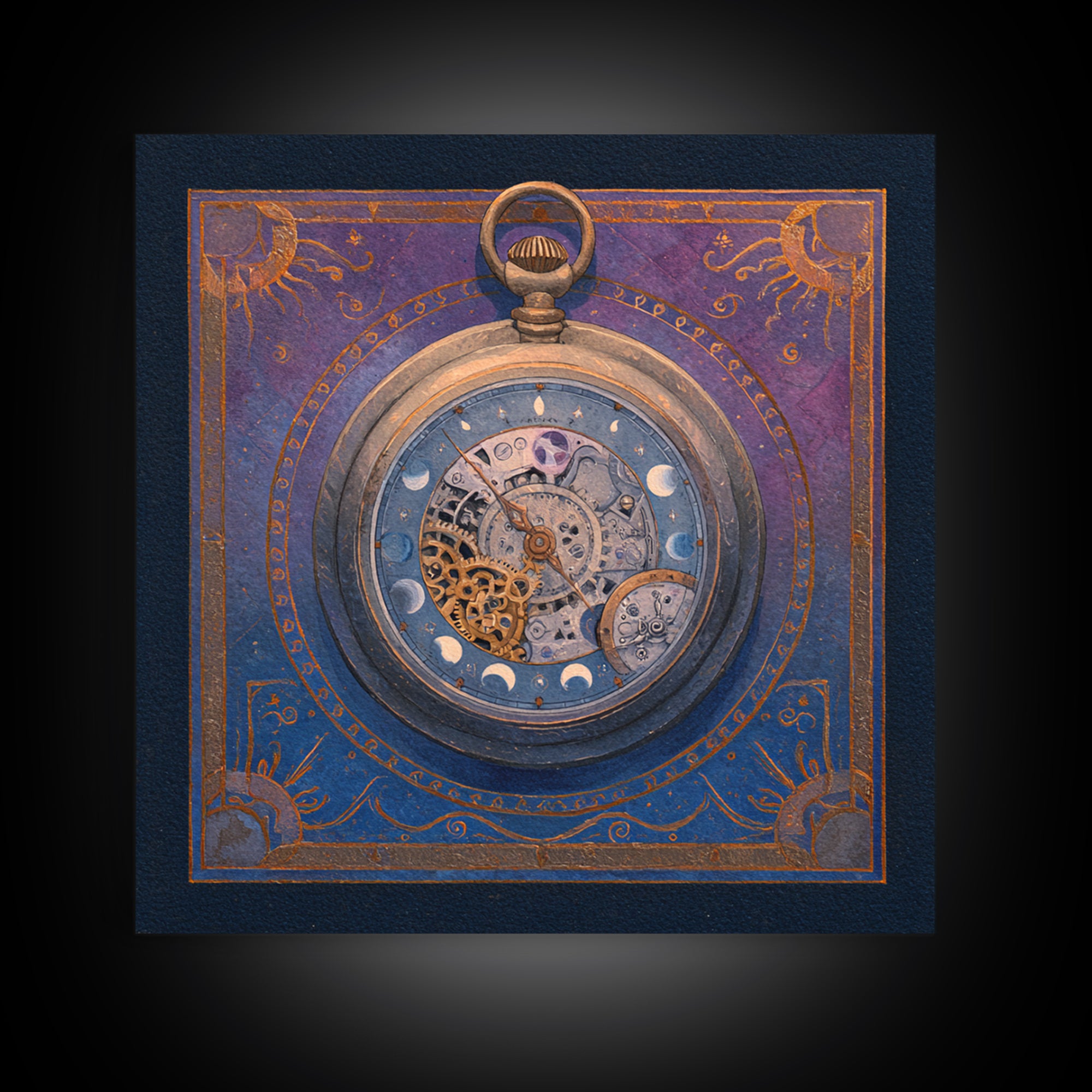 Gear Filled Pocket Watch Framed Canvas Print, Steampunk Art, Steampunk, Living Room Decor, Mechanic, Wall Art Living Room, STE-1x1-8