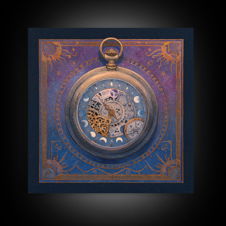 Gear Filled Pocket Watch Framed Canvas Print, Steampunk Art, Steampunk, Living Room Decor, Mechanic, Wall Art Living Room, STE-1x1-8