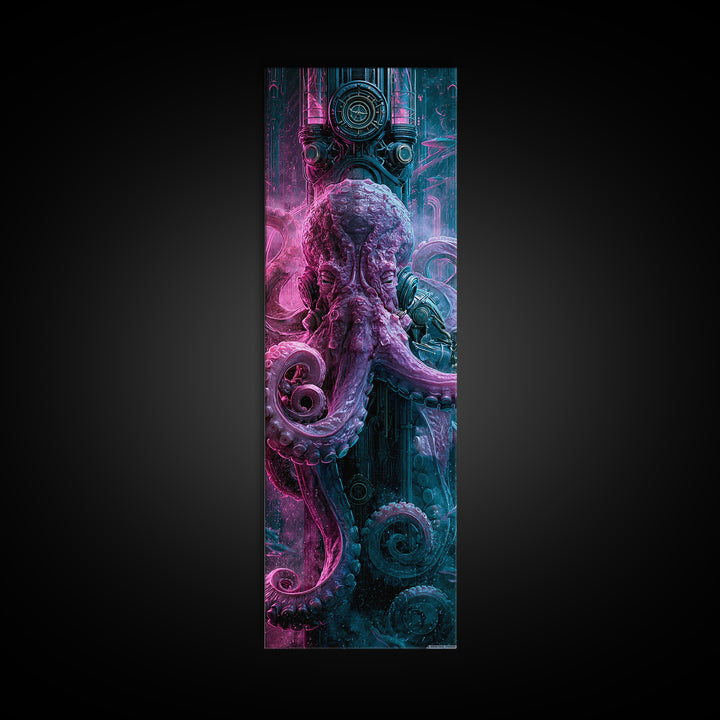Steampunk Octopus with Brass Tentacles Canvas Print, Steampunk Art, Retro Decor, Living Room Decor, Fine Art, Mechanic, STE-1x3-41