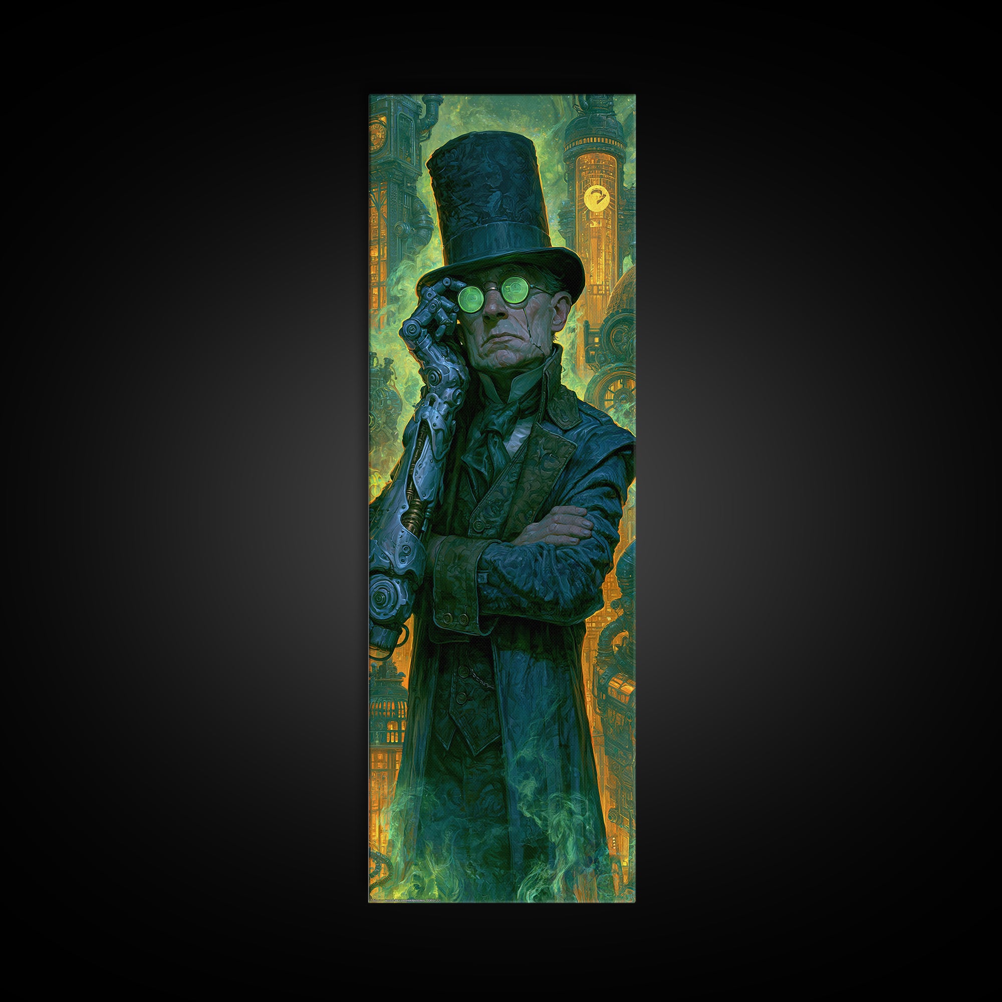 Victorian Inventor Portrait Canvas Print, Steampunk Art, Abstract Art Print, Living Room Decor, Fine Art, Mechanic, STE-1x3-67