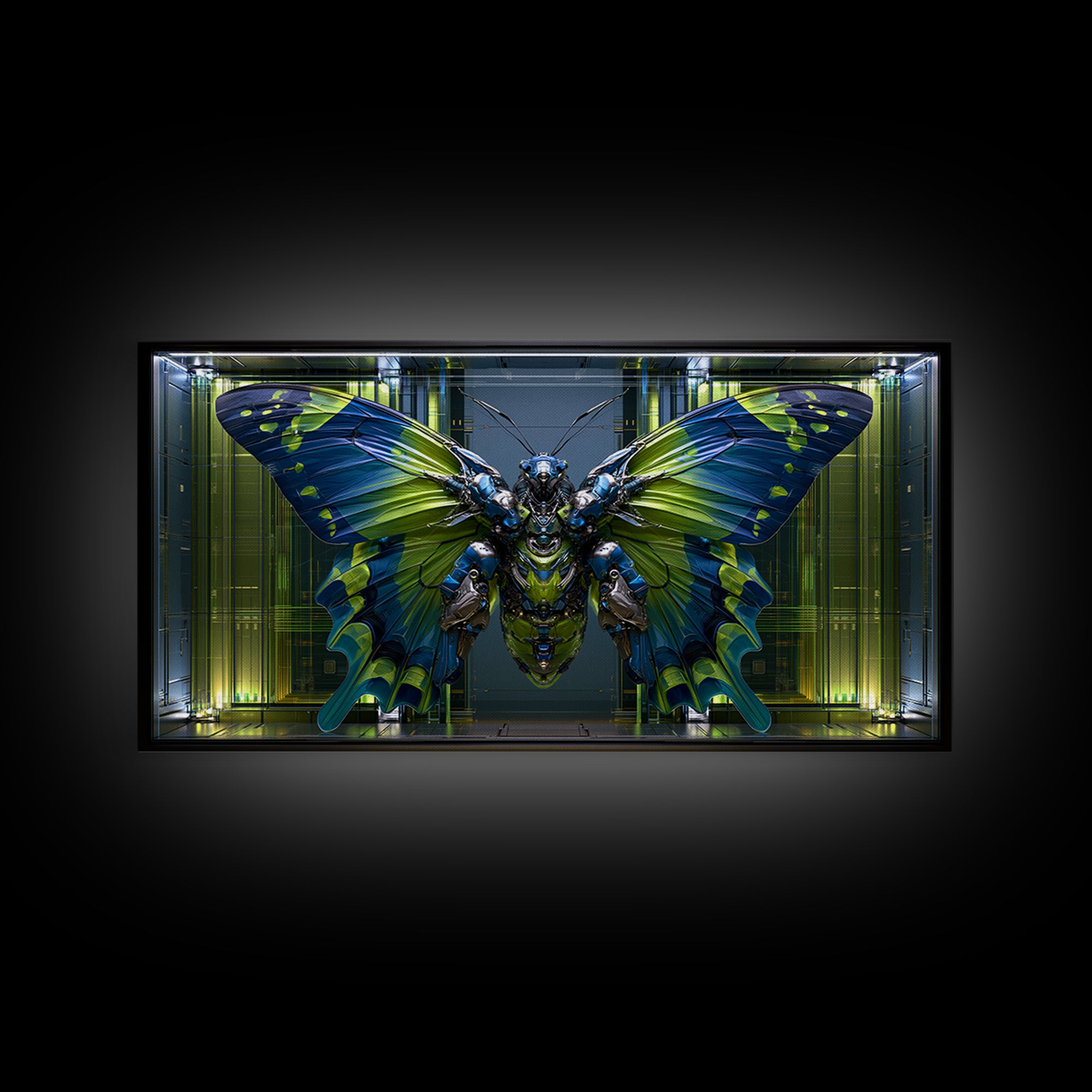Mechanical Butterfly Specimen Framed Canvas Print, Steampunk Art, Contemporary Art, Living Room Decor, Fine Art, Mechanic, STE-2x1-10