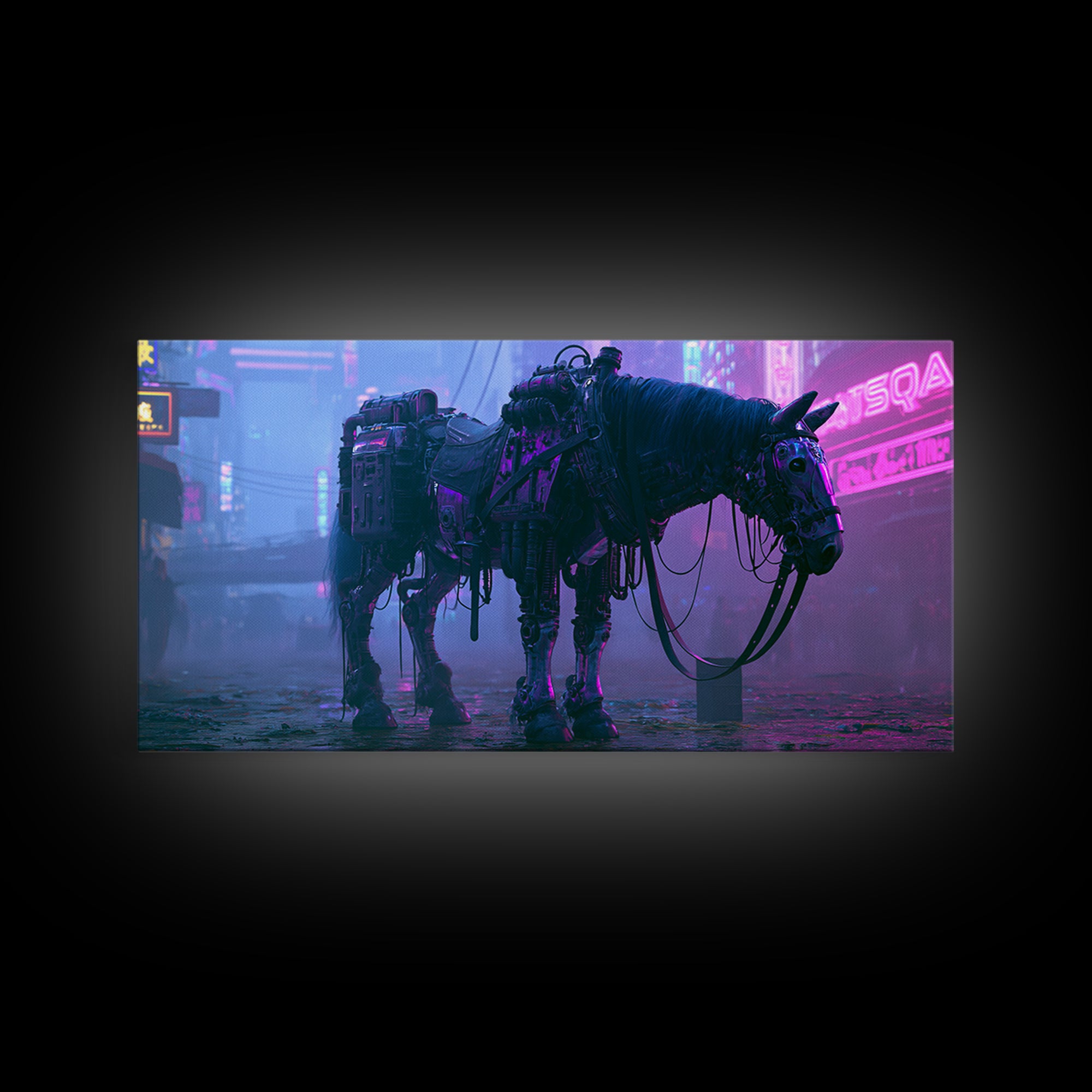 Steam Powered Horse Framed Canvas Print, Steampunk Art, Wall Art Living Room, Living Room Decor, Mechanic, Modern Decor, STE-2x1-11