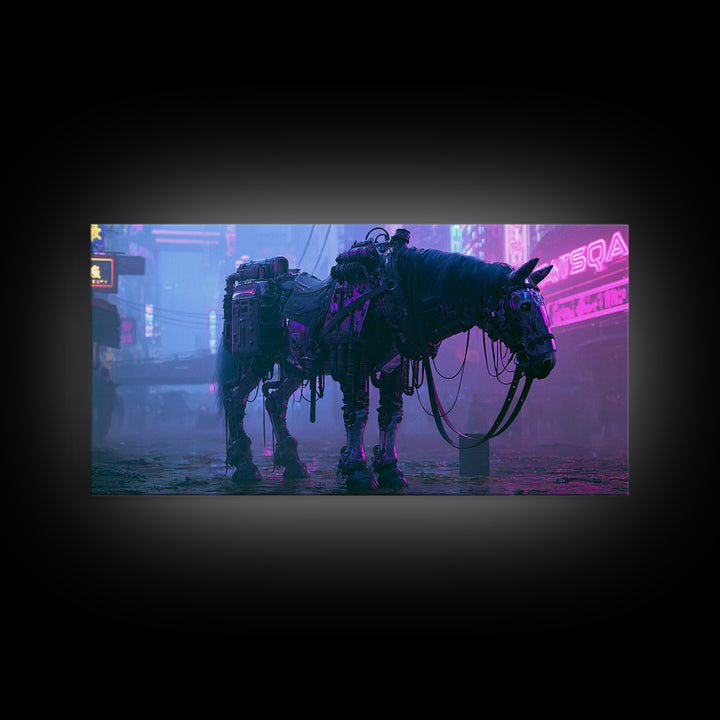 Steam Powered Horse Framed Canvas Print, Steampunk Art, Wall Art Living Room, Living Room Decor, Mechanic, Modern Decor, STE-2x1-11