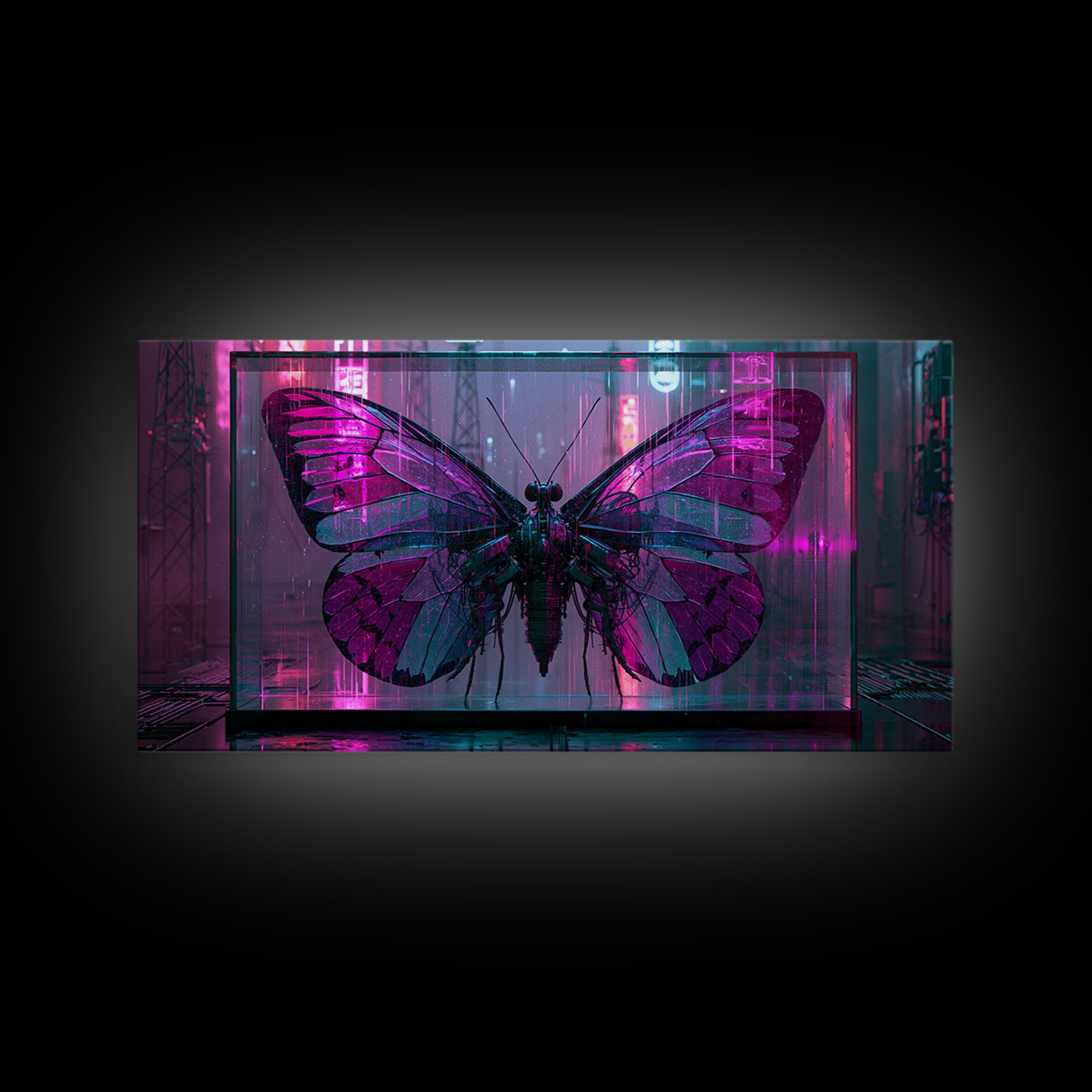 Mechanical Butterfly Specimen Framed Canvas Print, Steampunk Art, Contemporary Art, Living Room Decor, Fine Art, Mechanic, STE-2x1-34