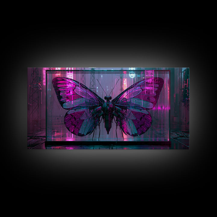 Mechanical Butterfly Specimen Framed Canvas Print, Steampunk Art, Contemporary Art, Living Room Decor, Fine Art, Mechanic, STE-2x1-34