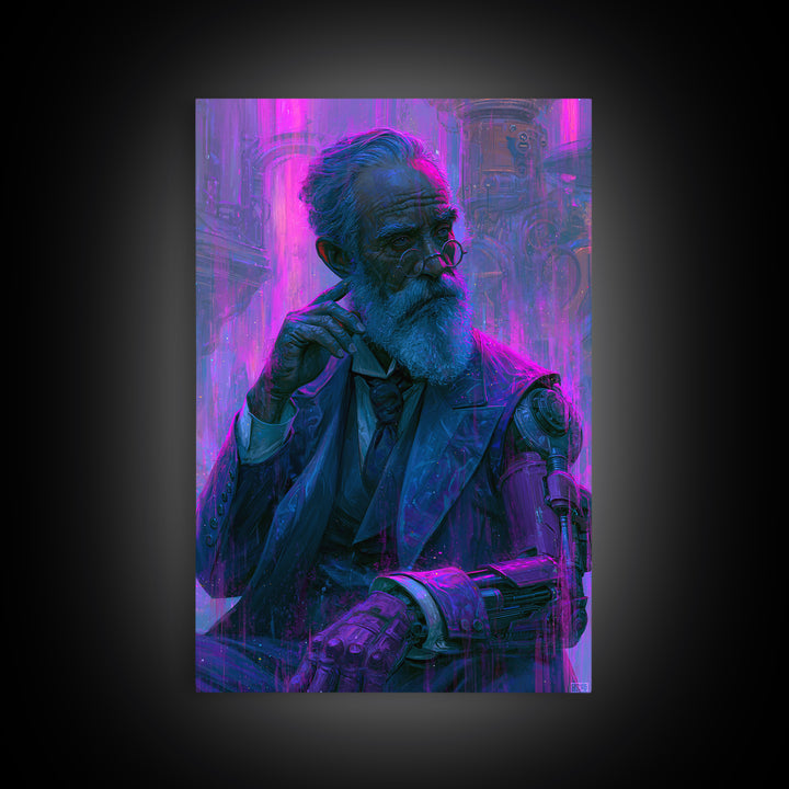 Victorian Inventor Portrait Framed Canvas Print, Steampunk Art, Whimsical Decor, Living Room Decor, Fine Art, Mechanic, STE-2x3-63