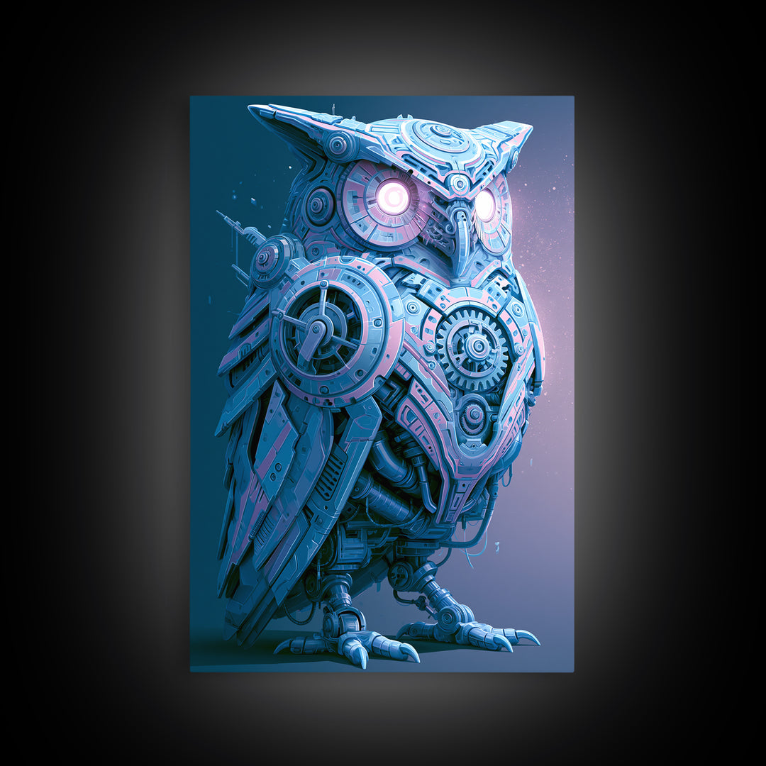 Brass Clockwork Owl Canvas Print, Steampunk Art, Cat Art, Living Room Decor, Oil Painting, Mechanic, Fine Art Print, STE-2x3-81