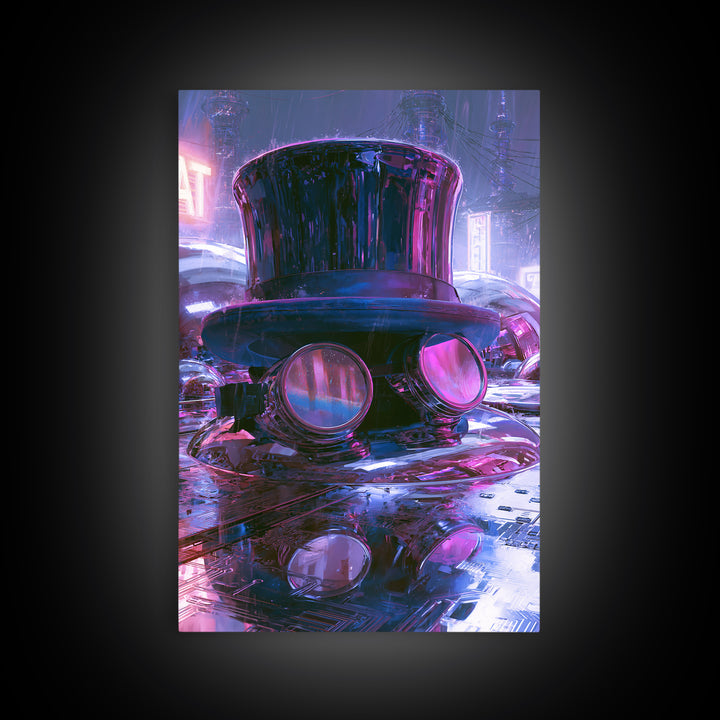 Top Hat and Goggles Still Life Framed Canvas Print, Steampunk Art, Modern Decor, Living Room Decor, Fine Art, Mechanic, STE-2x3-84