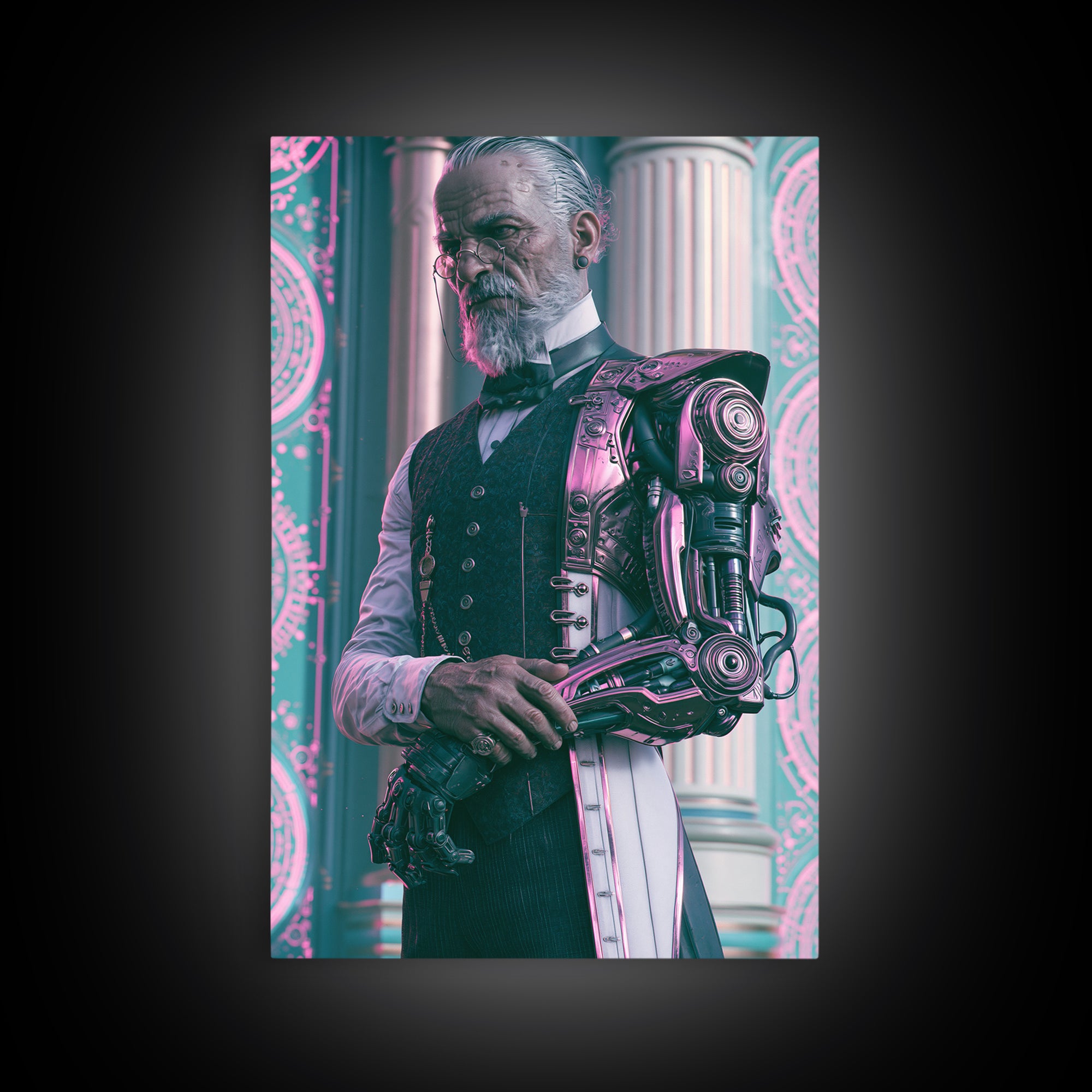 Victorian Inventor Portrait Framed Canvas Print, Steampunk Art, Steampunk Decor, Living Room Decor, Fine Art, Mechanic, STE-2x3-87