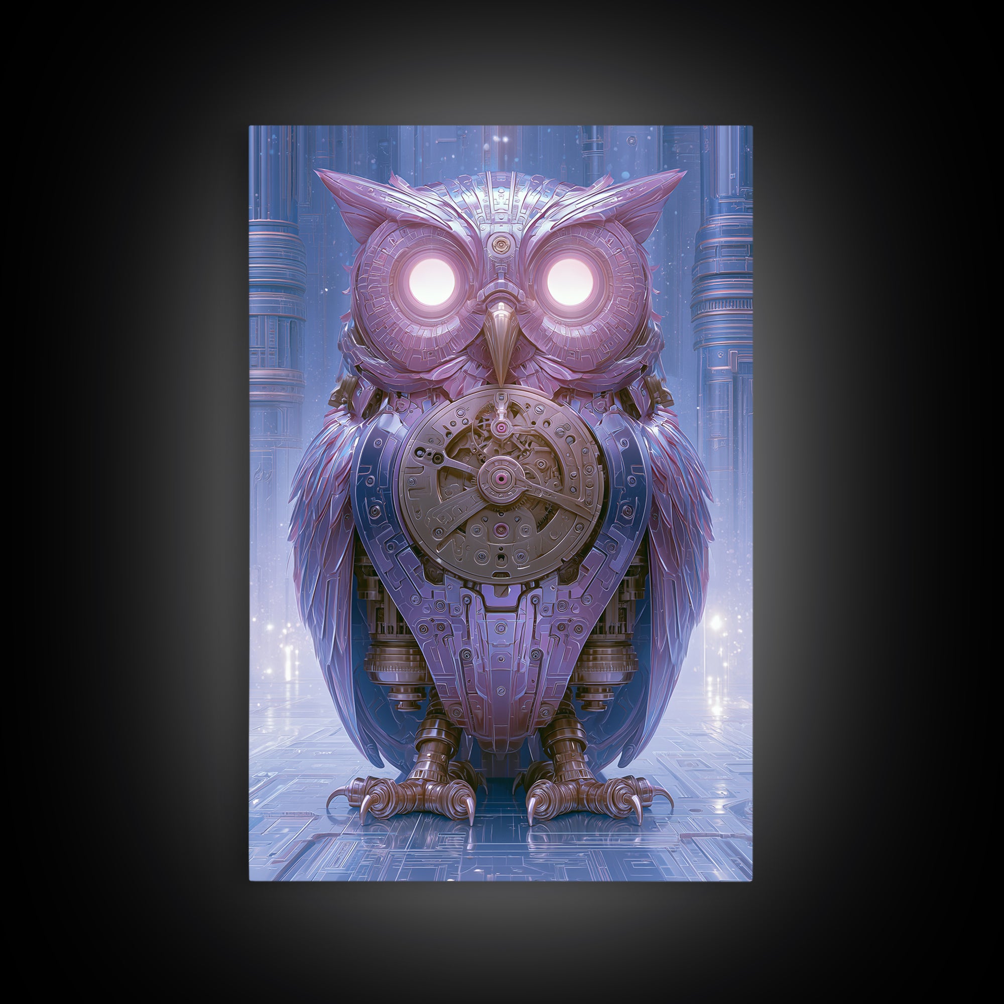 Brass Clockwork Owl Canvas Print, Steampunk Art, Art Nouveau, Living Room Decor, Mechanic, Modern Art, Digital Download Art, STE-2x3-9