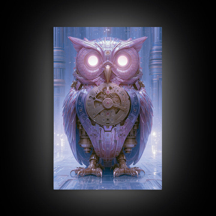 Brass Clockwork Owl Canvas Print, Steampunk Art, Art Nouveau, Living Room Decor, Mechanic, Modern Art, Digital Download Art, STE-2x3-9