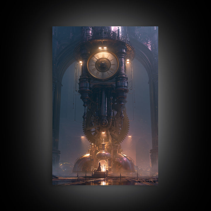 Clock Tower Gears Framed Canvas Print, Steampunk Art, Wall Art Print, Living Room Decor, Fine Art, Mechanic, Gallery Decor, STE-2x3-93