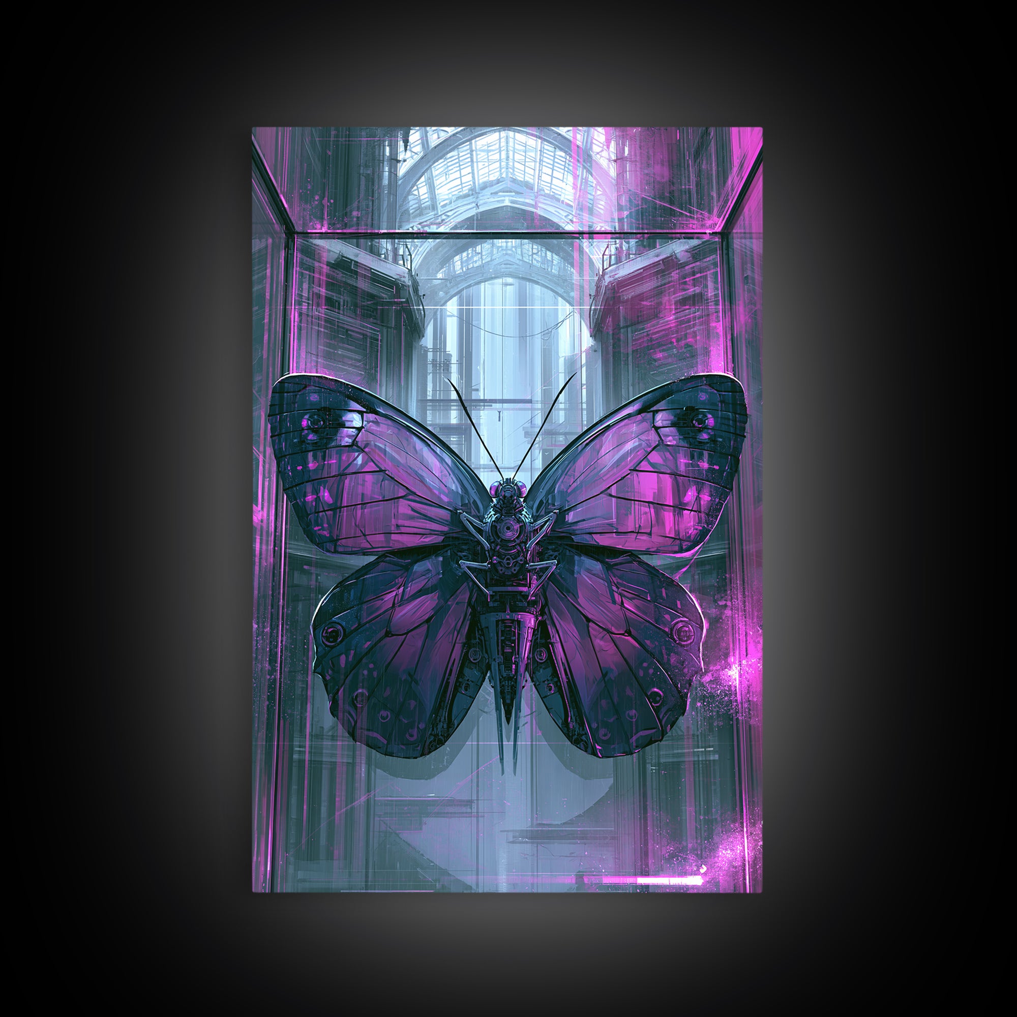 Mechanical Butterfly Specimen Framed Canvas Print, Steampunk Art, Digital Print, Living Room Decor, Fine Art, Mechanic, STE-2x3-94