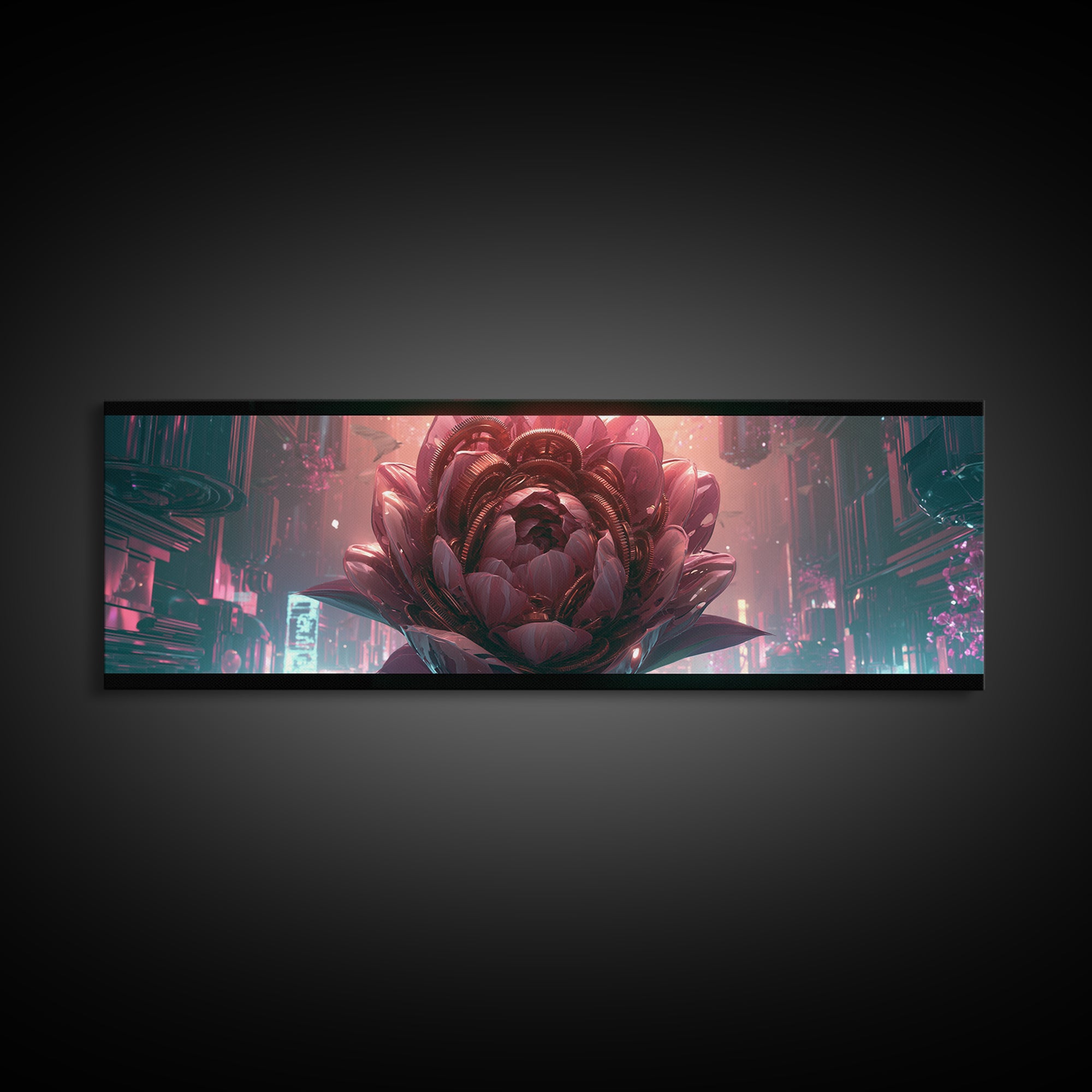 Mechanical Rose Made of Copper Gears Canvas Print, Steampunk Art, Digital Art, Living Room Decor, Fine Art, Mechanic, STE-3x1-43