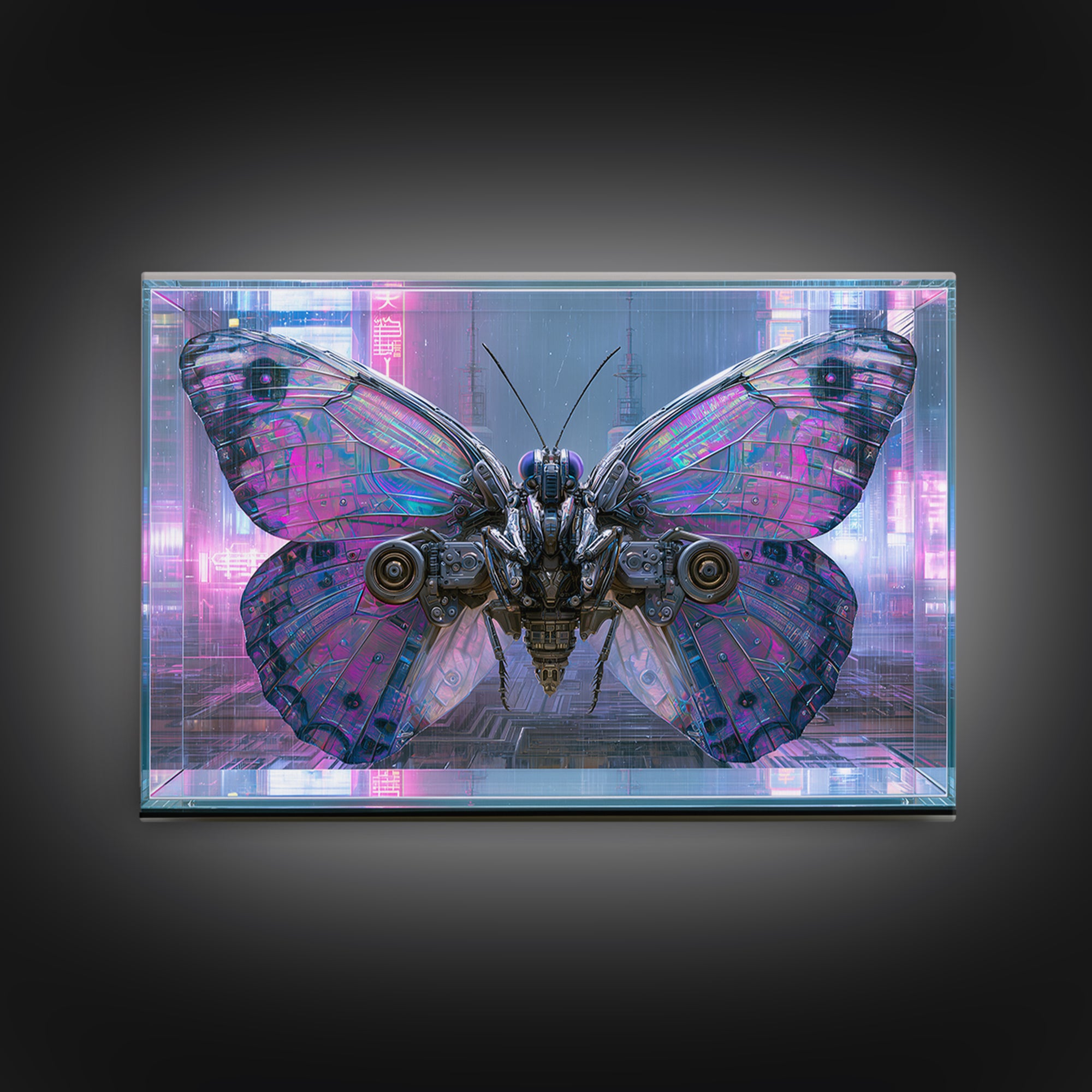 Mechanical Butterfly Specimen Framed Canvas Print, Steampunk Art, Digital Print, Living Room Decor, Fine Art, Mechanic, STE-3x2-18