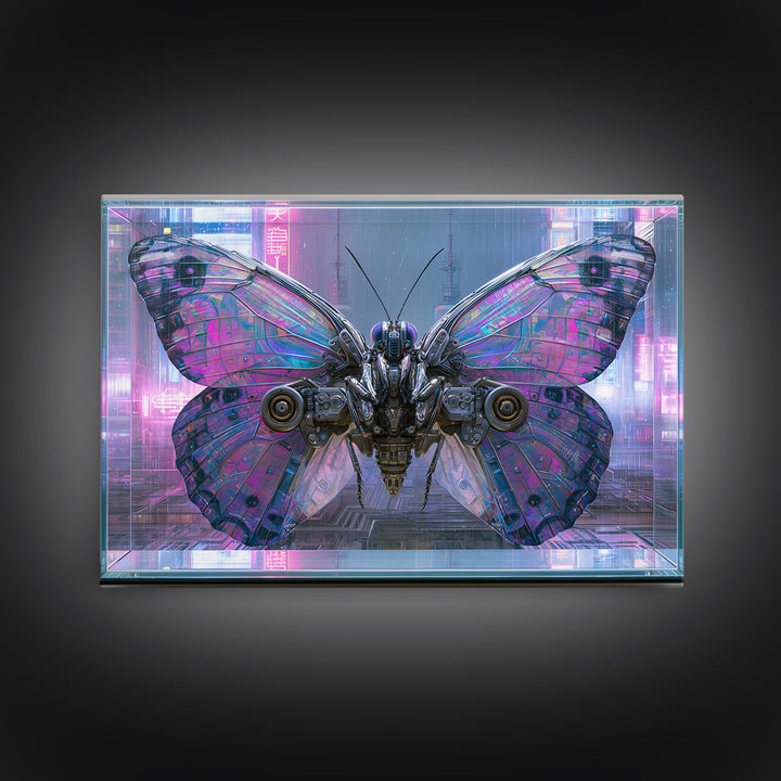 Mechanical Butterfly Specimen Framed Canvas Print, Steampunk Art, Digital Print, Living Room Decor, Fine Art, Mechanic, STE-3x2-18
