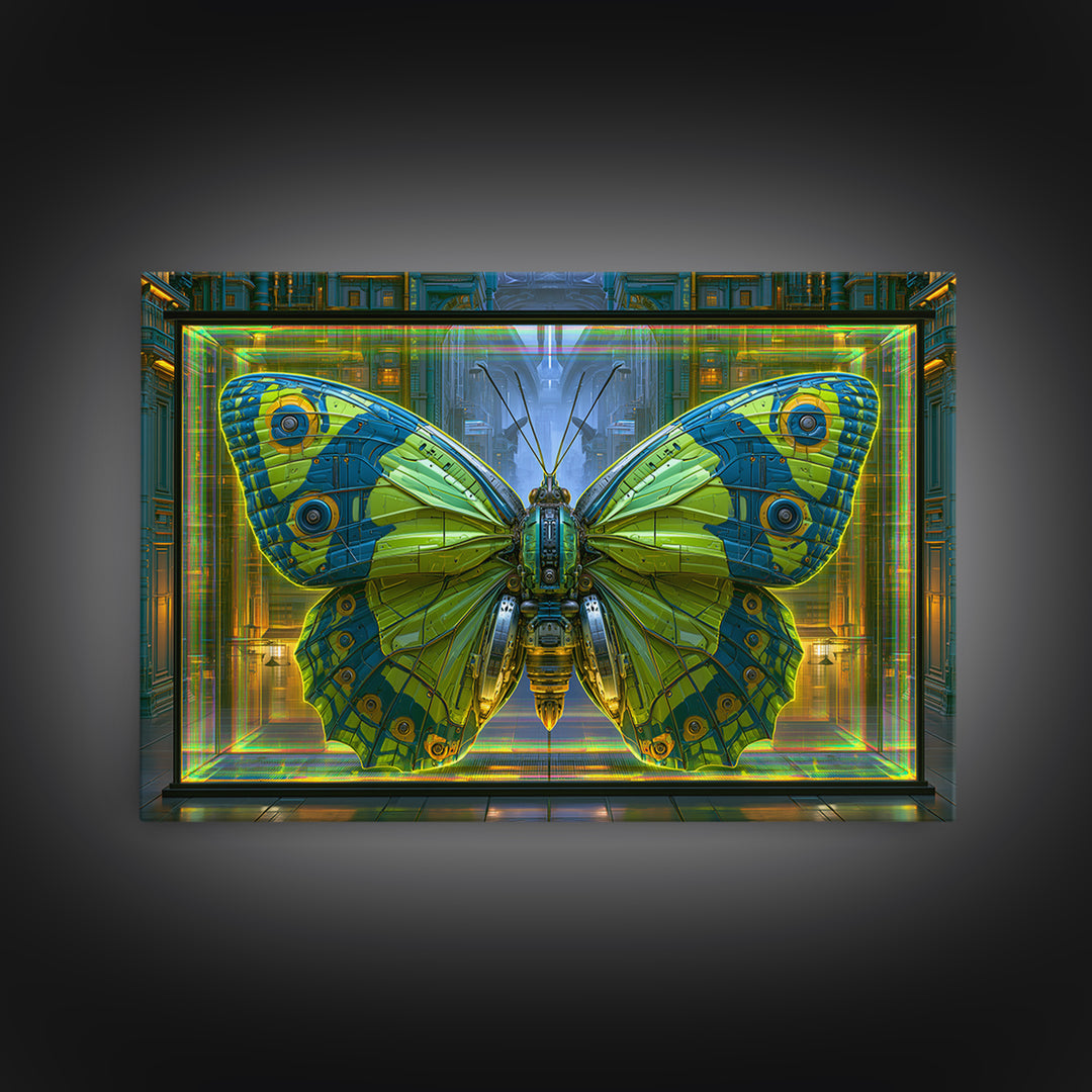 Mechanical Butterfly Specimen Canvas Print, Steampunk Art, Whimsigoth Decor, Living Room Decor, Mechanic, Neutral Decor, STE-3x2-42