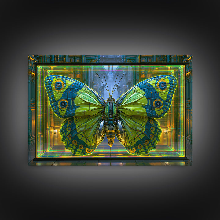 Mechanical Butterfly Specimen Canvas Print, Steampunk Art, Whimsigoth Decor, Living Room Decor, Mechanic, Neutral Decor, STE-3x2-42