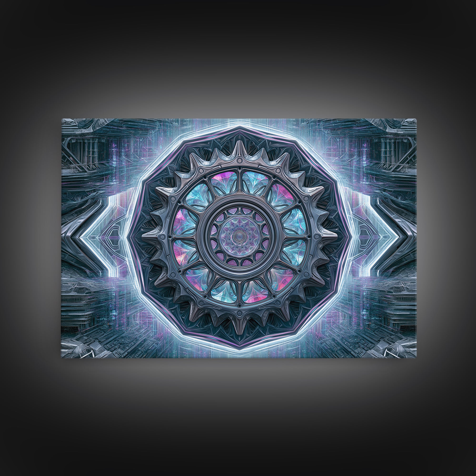Cogwheel Mandala in Bronze and Teal Canvas Print, Steampunk Art, Minimalist Decor, Living Room Decor, Fine Art, Mechanic, STE-3x2-68