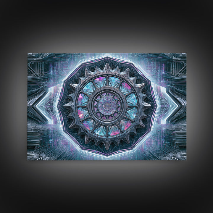 Cogwheel Mandala in Bronze and Teal Canvas Print, Steampunk Art, Minimalist Decor, Living Room Decor, Fine Art, Mechanic, STE-3x2-68