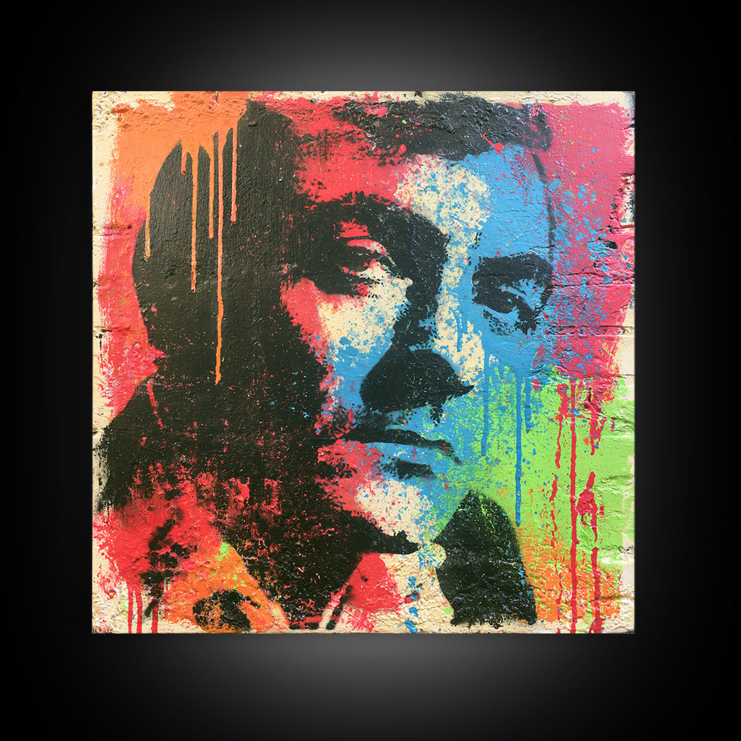 Bold Stencil Portrait Canvas Print, Street Art, Art Print, Living Room Decor, Oil Painting, Urban, Original Painting, STR-1x1-49