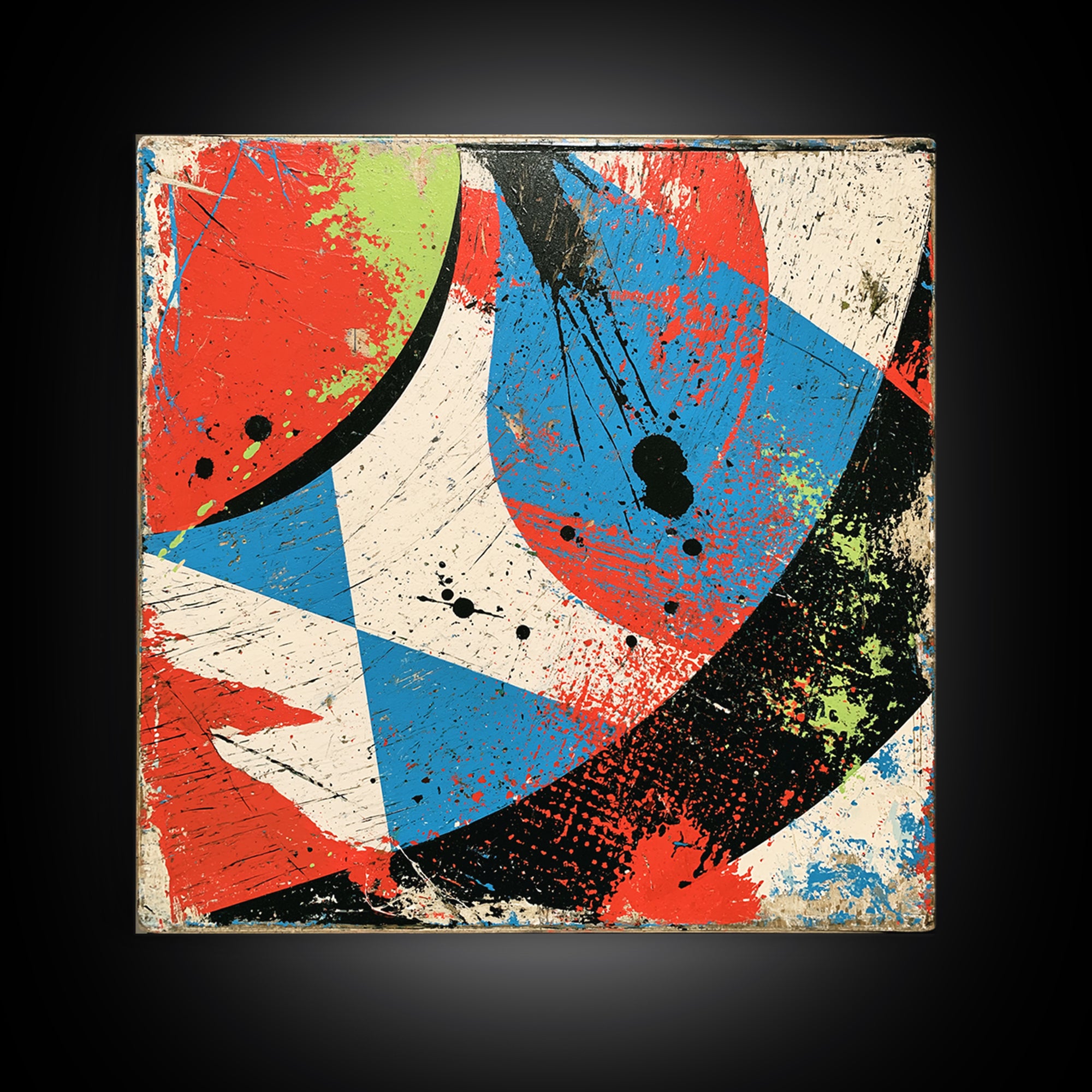 Skate Ramp Pattern Framed Canvas Print, Street Art, Original Artwork, Living Room Decor, Fine Art, Urban, Textured Painting, STR-1x1-70