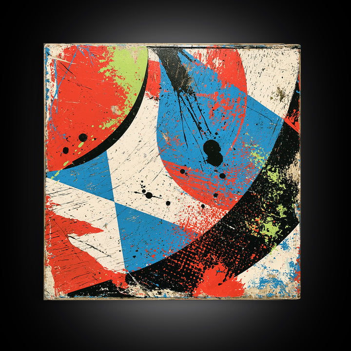 Skate Ramp Pattern Framed Canvas Print, Street Art, Original Artwork, Living Room Decor, Fine Art, Urban, Textured Painting, STR-1x1-70