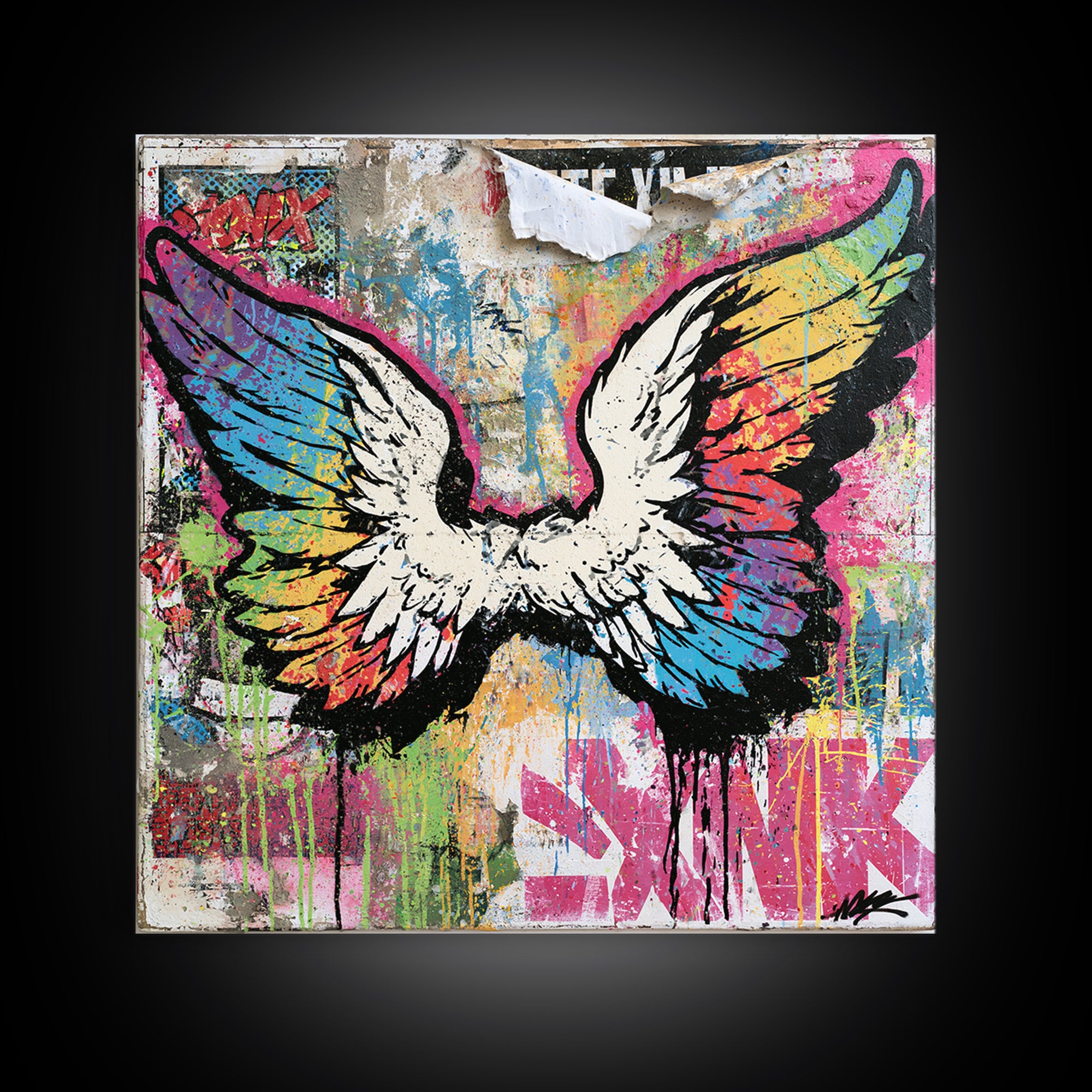 Graffiti Angel Wings Canvas Print, Street Art, Poster, Living Room Decor, Fine Art, Urban, Poster Prints, Watercolor Painting, STR-1x1-77