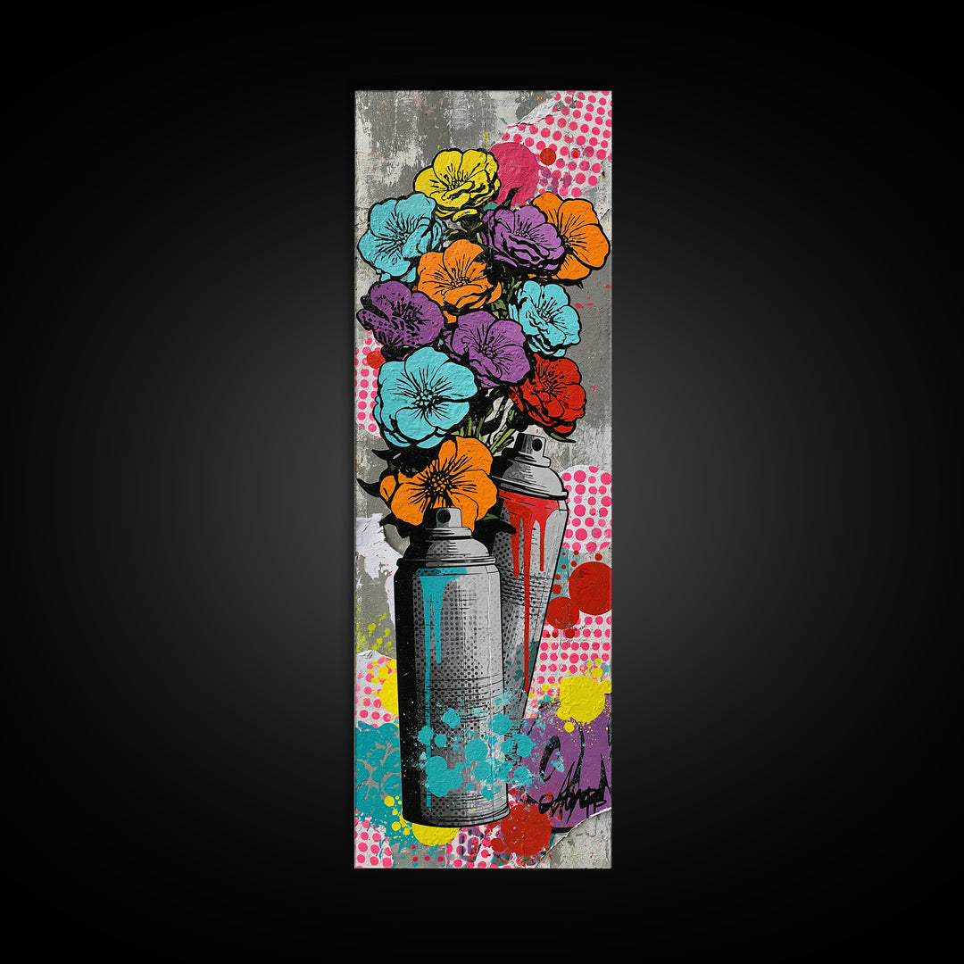 Spray Can Bouquet Canvas Print, Street Art, Anime Art, Living Room Decor, Abstract Art, Urban, Art Print, Textured Painting, STR-1x3-51