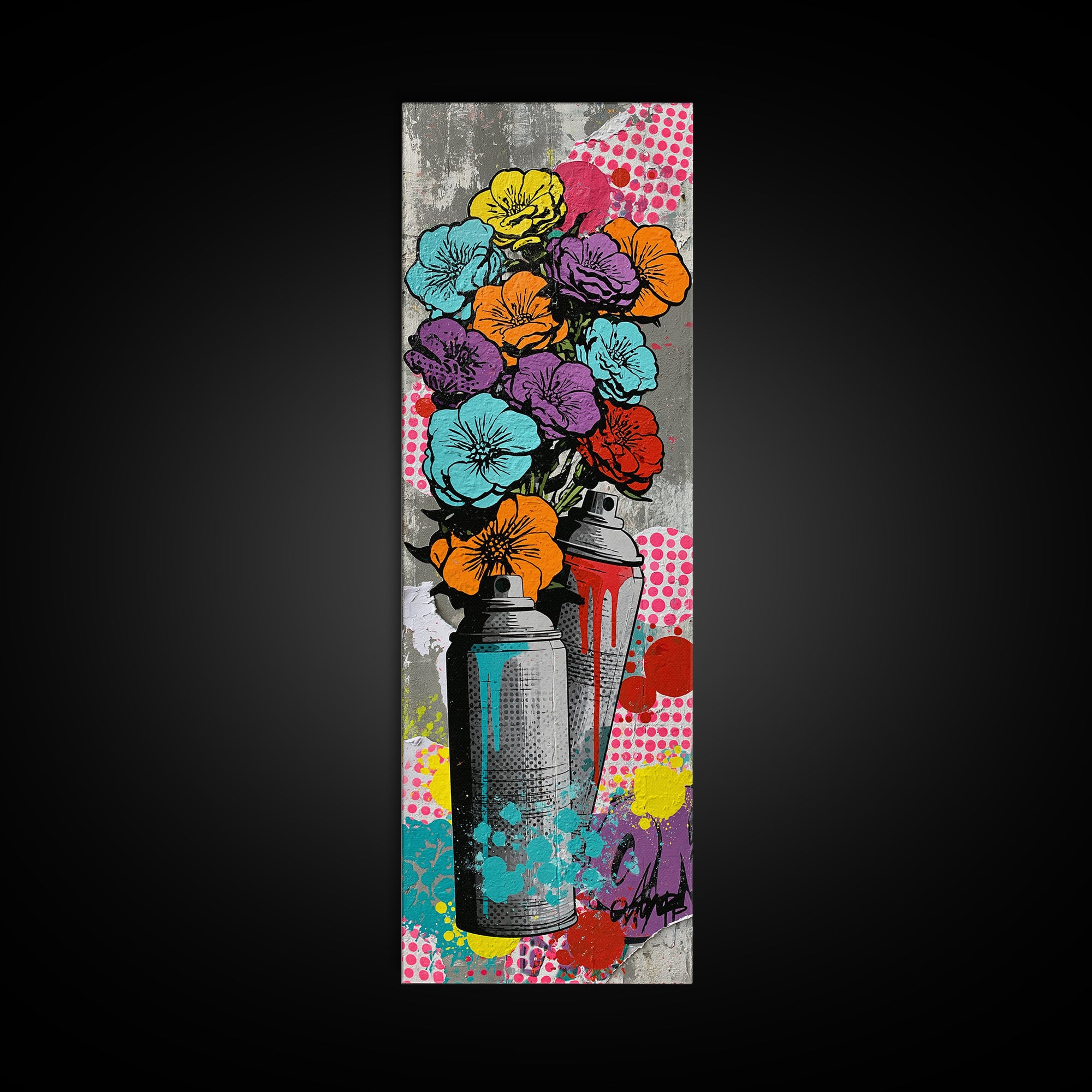 Spray Can Bouquet Canvas Print, Street Art, Anime Art, Living Room Decor, Abstract Art, Urban, Art Print, Textured Painting, STR-1x3-51