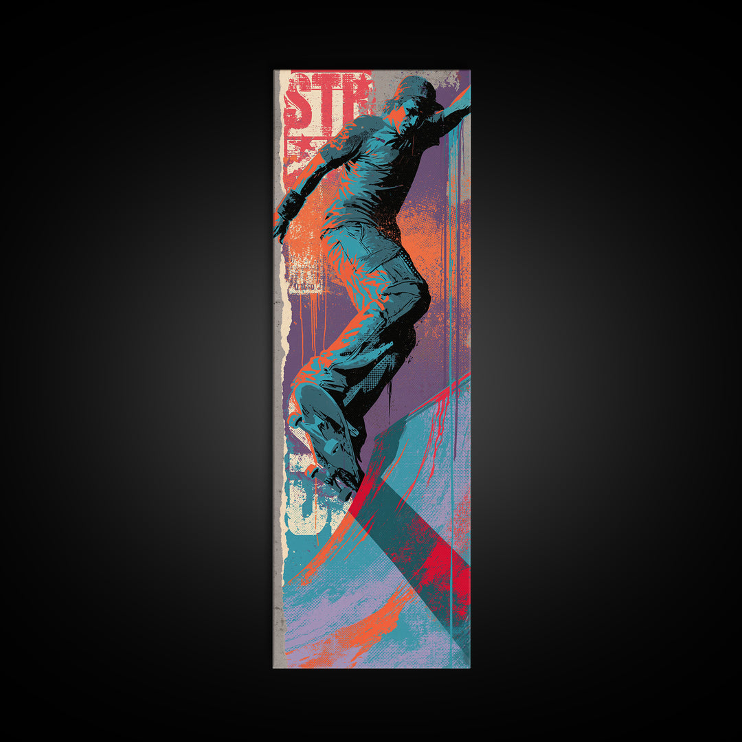 Skate Ramp Pattern Canvas Print, Street Art, Boho Decor, Living Room Decor, Oil Painting, Urban, Custom Portrait, Wall Hangings, STR-1x3-82