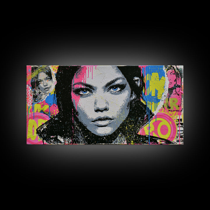 Bold Stencil Portrait Canvas Print, Street Art, Abstract Painting, Living Room Decor, Fine Art, Urban, Gallery Decor, STR-2x1-69